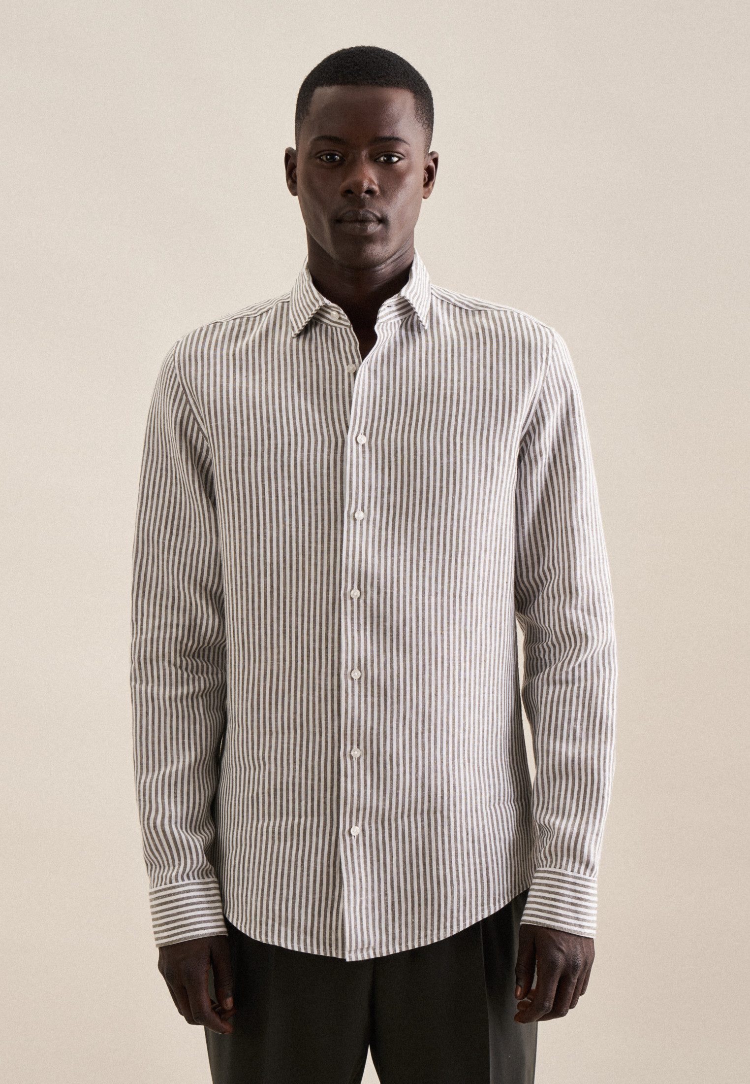 Seidensticker Slim fit zakelijk overhemd van linnen met streepmotief