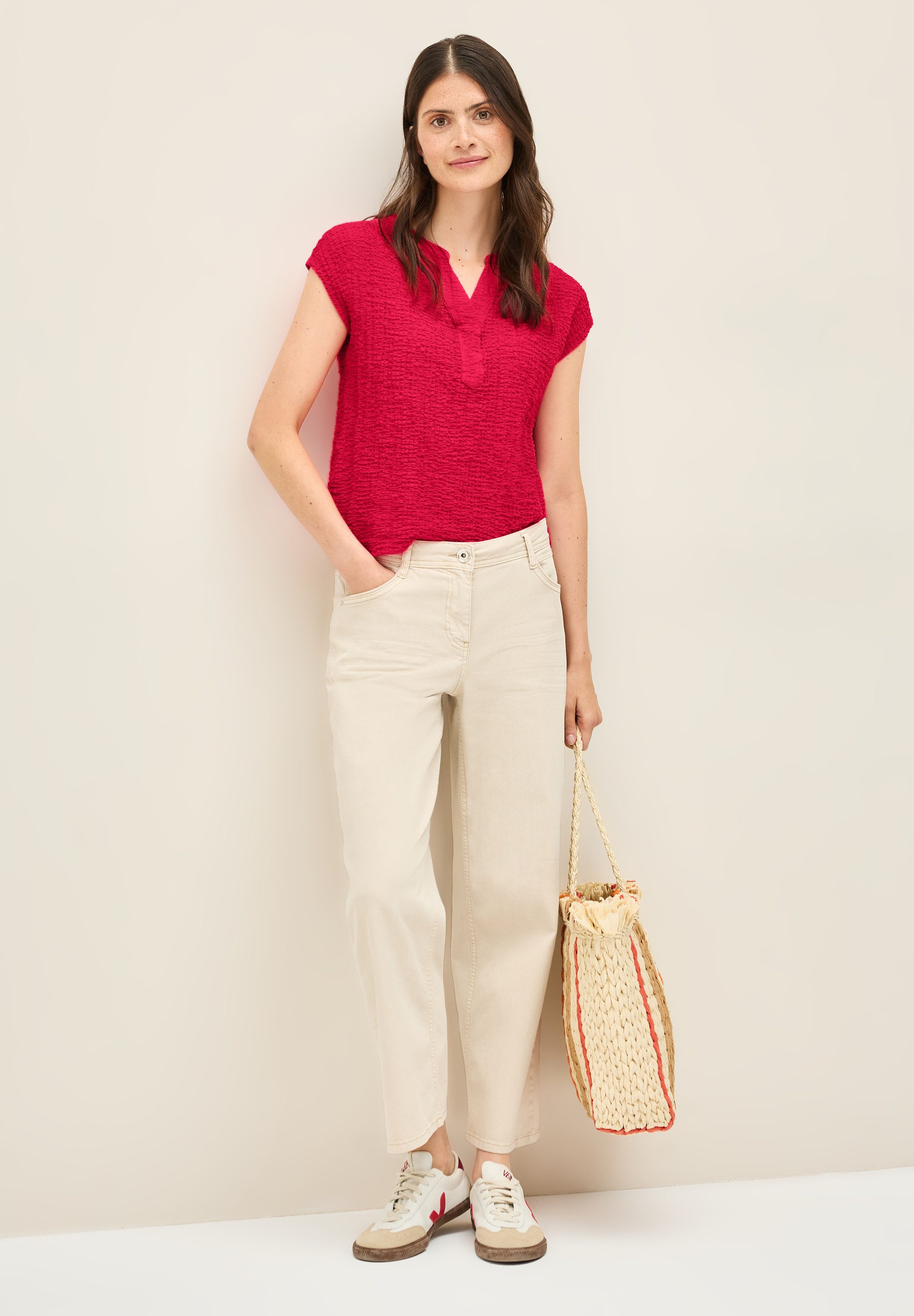 Cecil Blouse met korte mouwen met slitnek