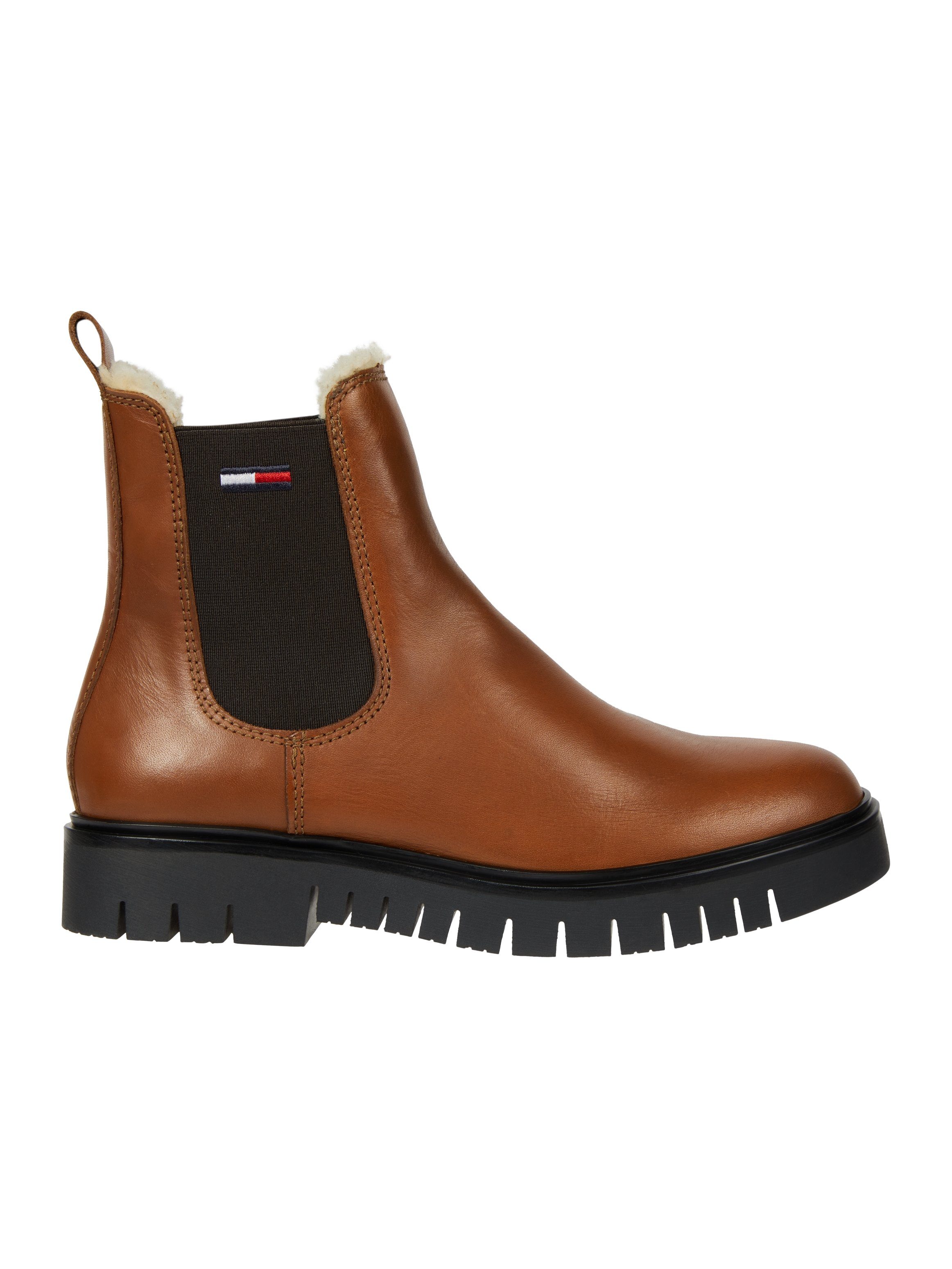 TOMMY JEANS Winterlaarzen WARMLINED CHELSEA BOOT , blokhak, plateau, business schoen met profielzool