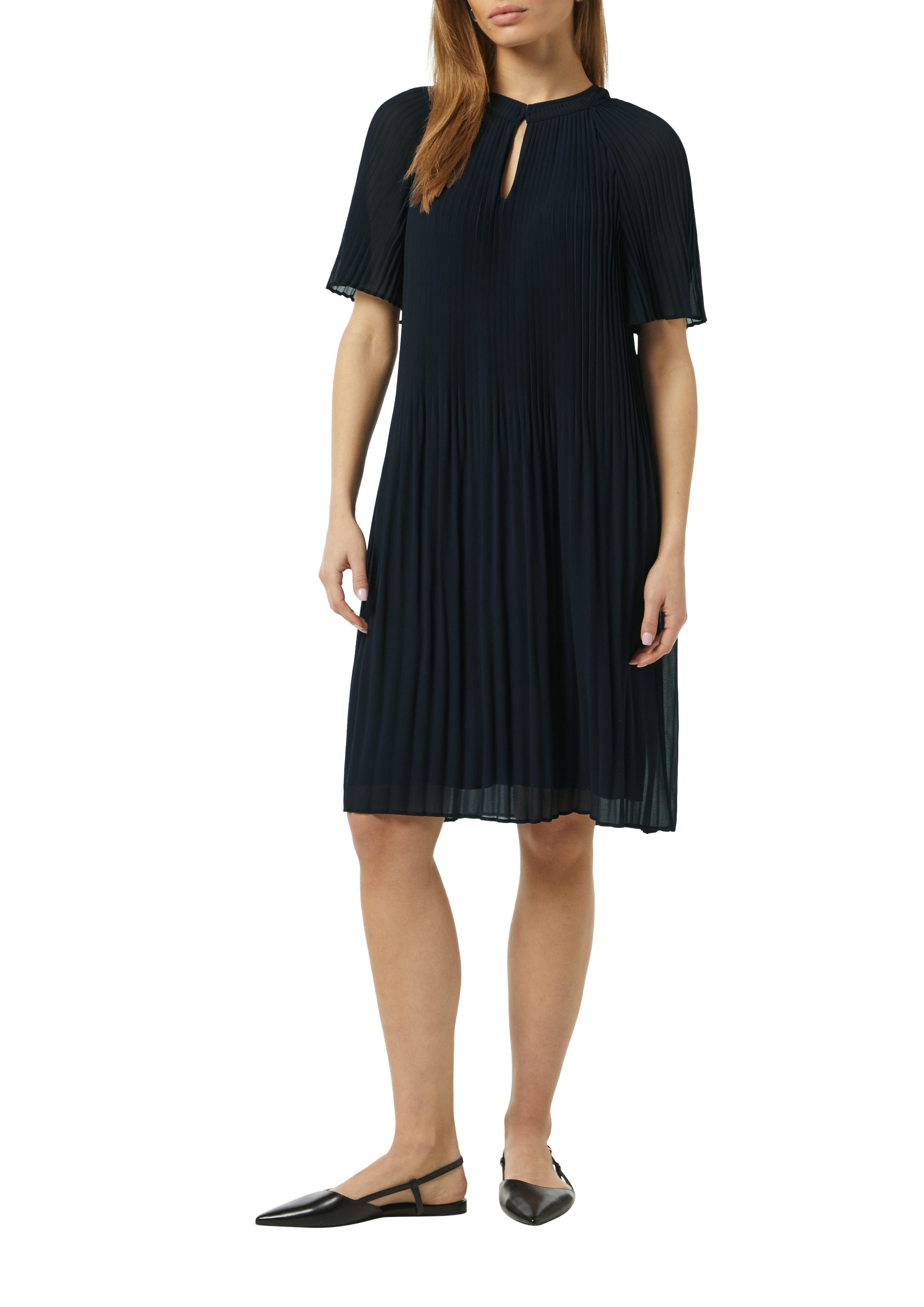Comma Midi-jurk gemaakt van chiffon, met plissé-vouwen