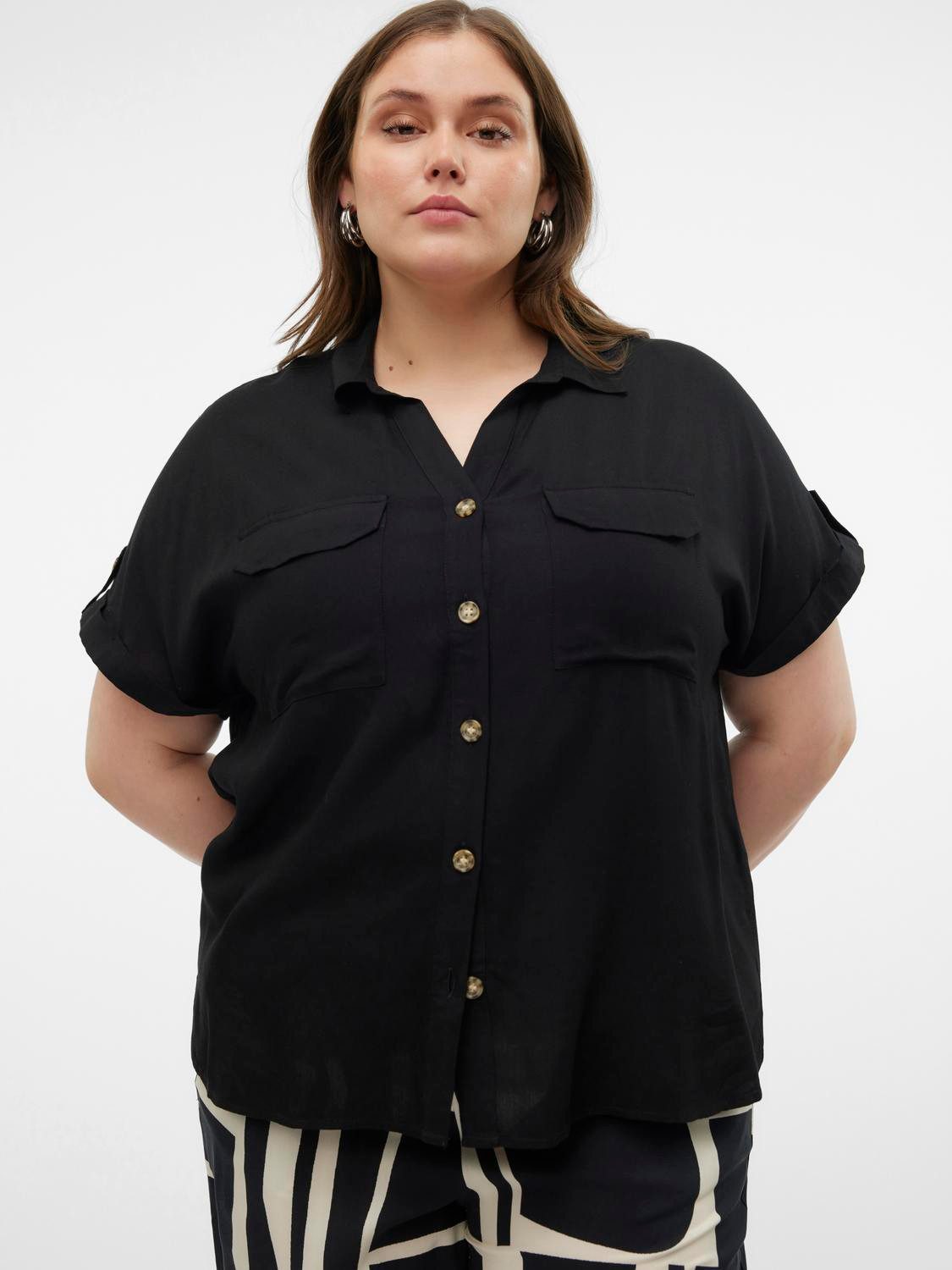 Vero Moda Curve Blouse met korte mouwen VMCBUMPY S S SHIRT WVN GA CUR NOOS