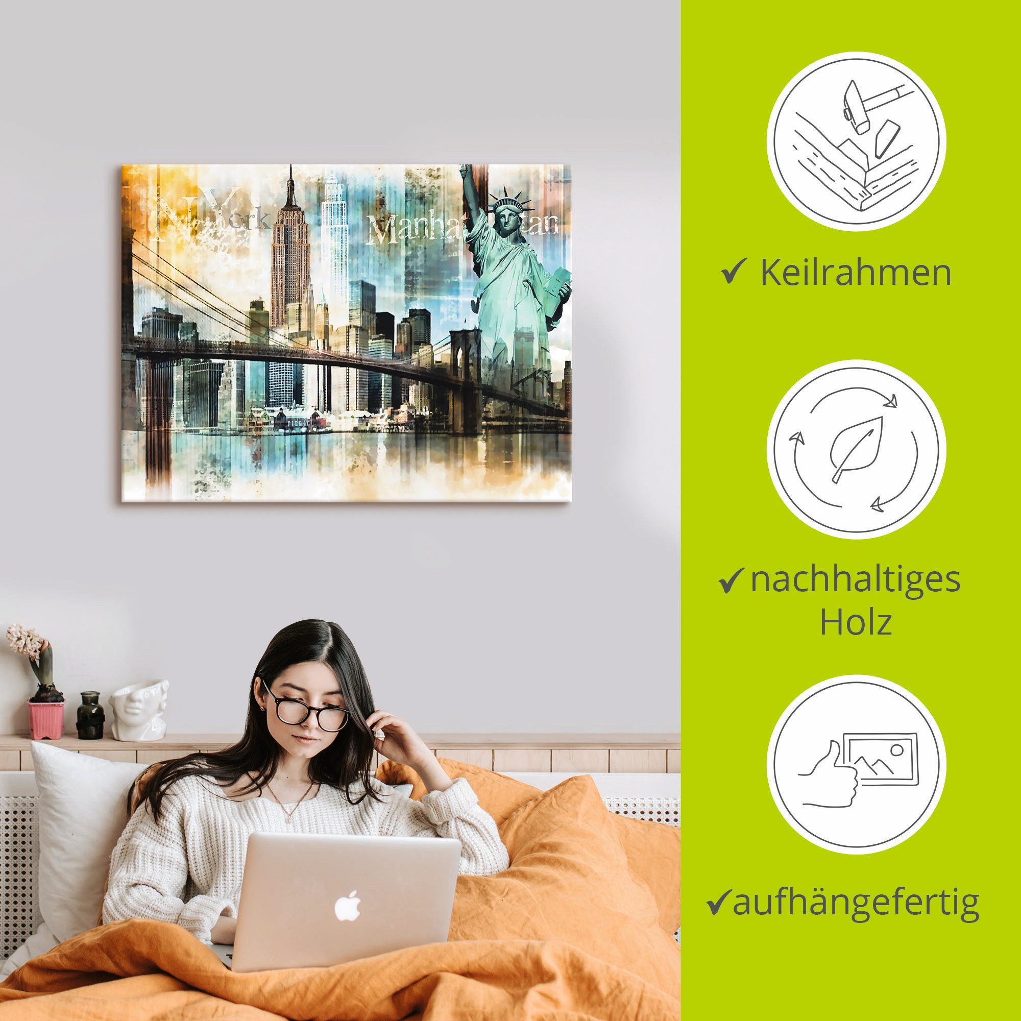 Artland Artprint New York skyline collage IV als artprint op linnen, poster in verschillende formaten maten