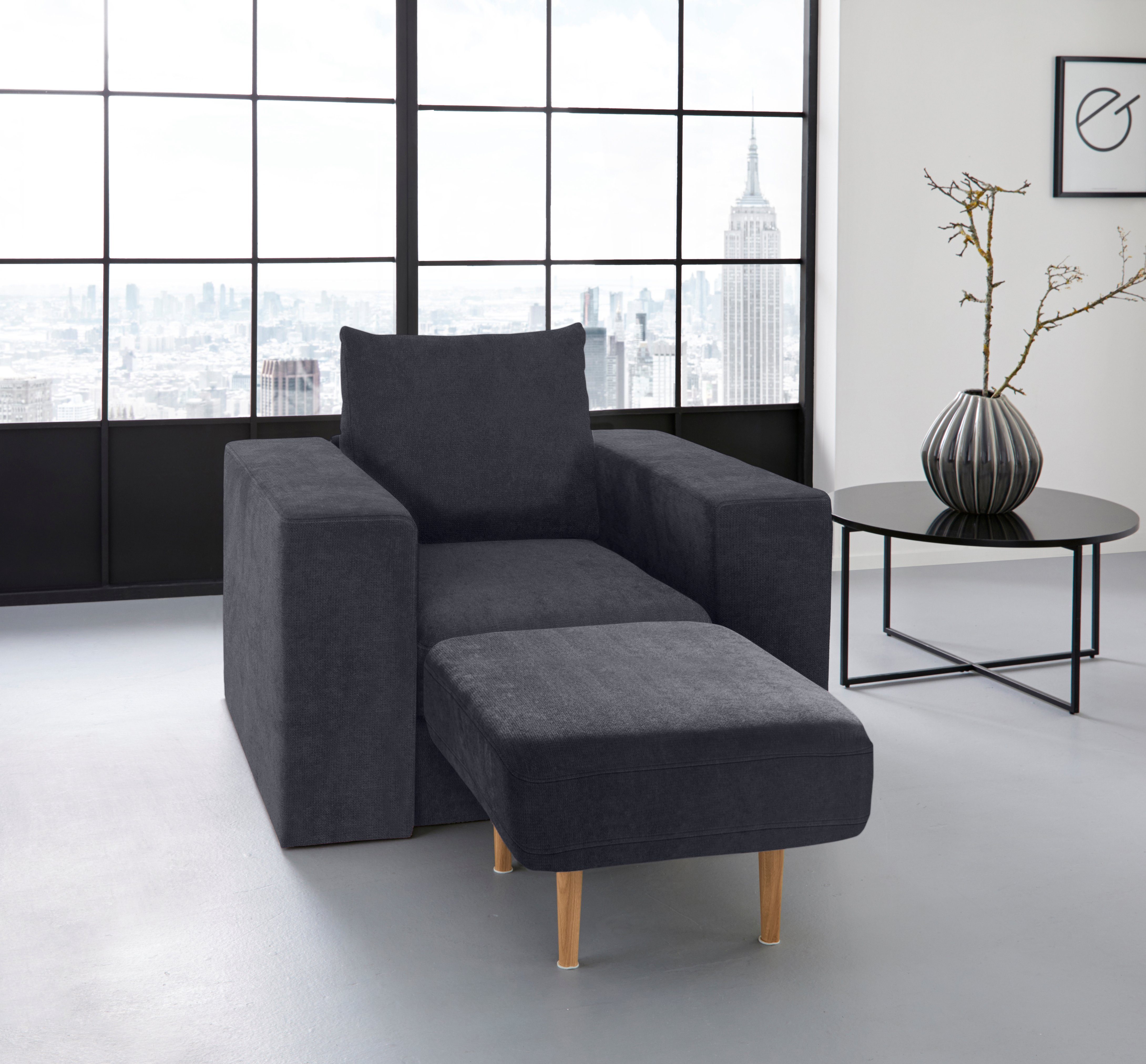 LOOKS BY WOLFGANG JOOP Fauteuil Looksv Aan te passen fauteuil: fauteuil wordt fauteuil met hocker