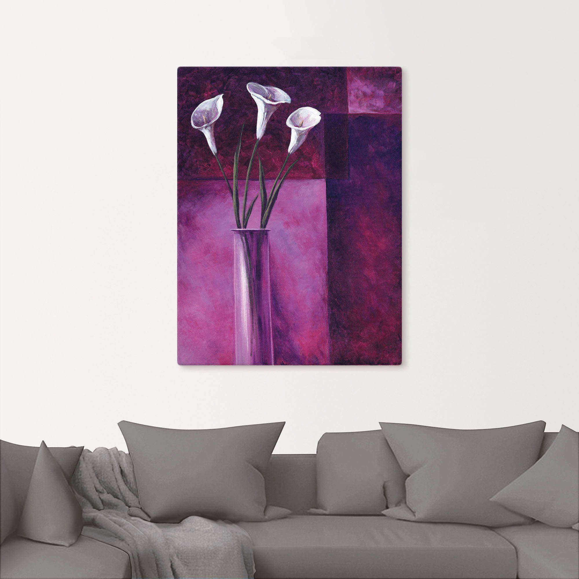 Artland Artprint Callas paars als artprint van aluminium, artprint voor buiten, artprint op linnen in verschillende maten