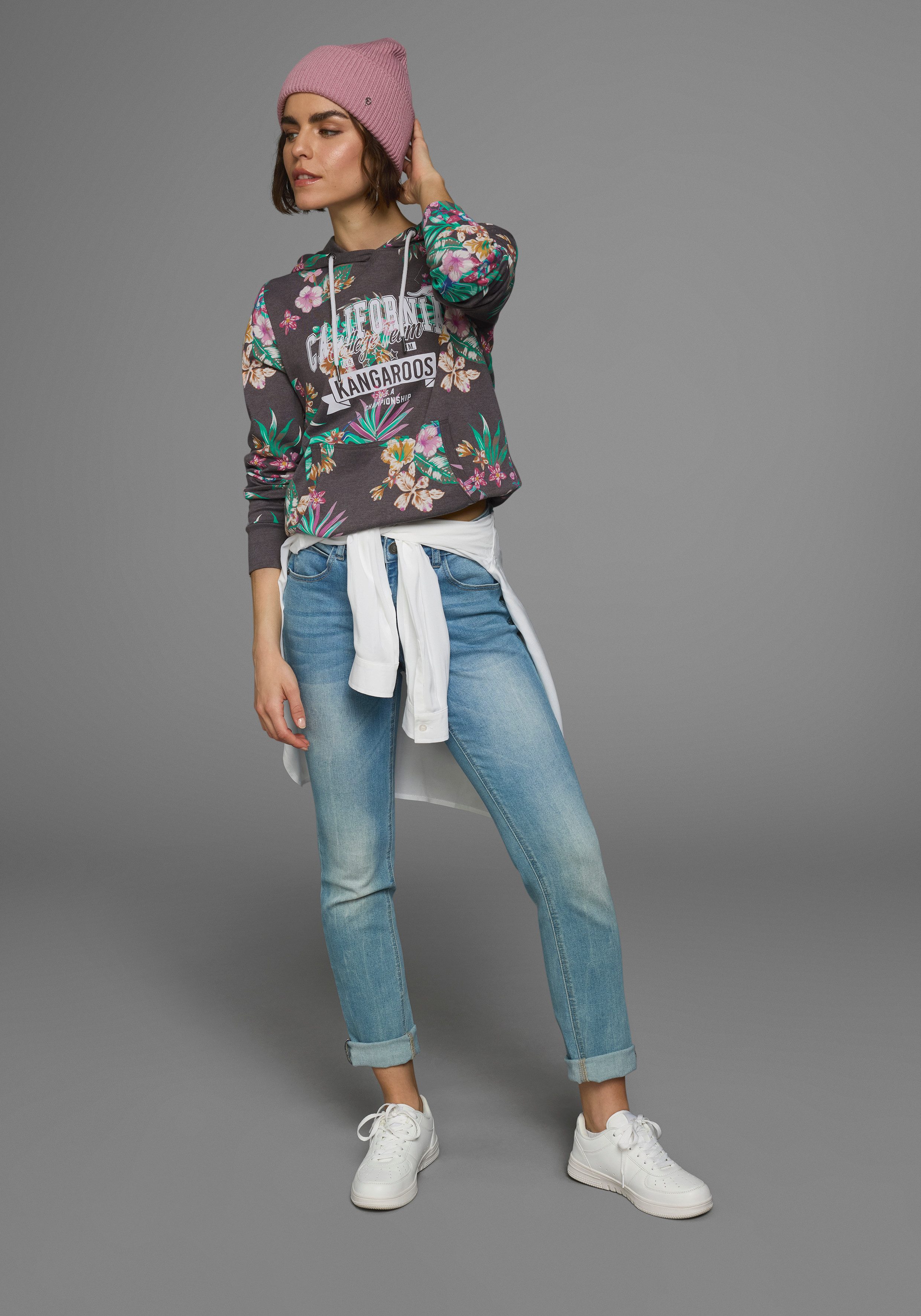 KangaROOS Hoodie Lange mouwen, figuurvolgende snit, van interlockmateriaal