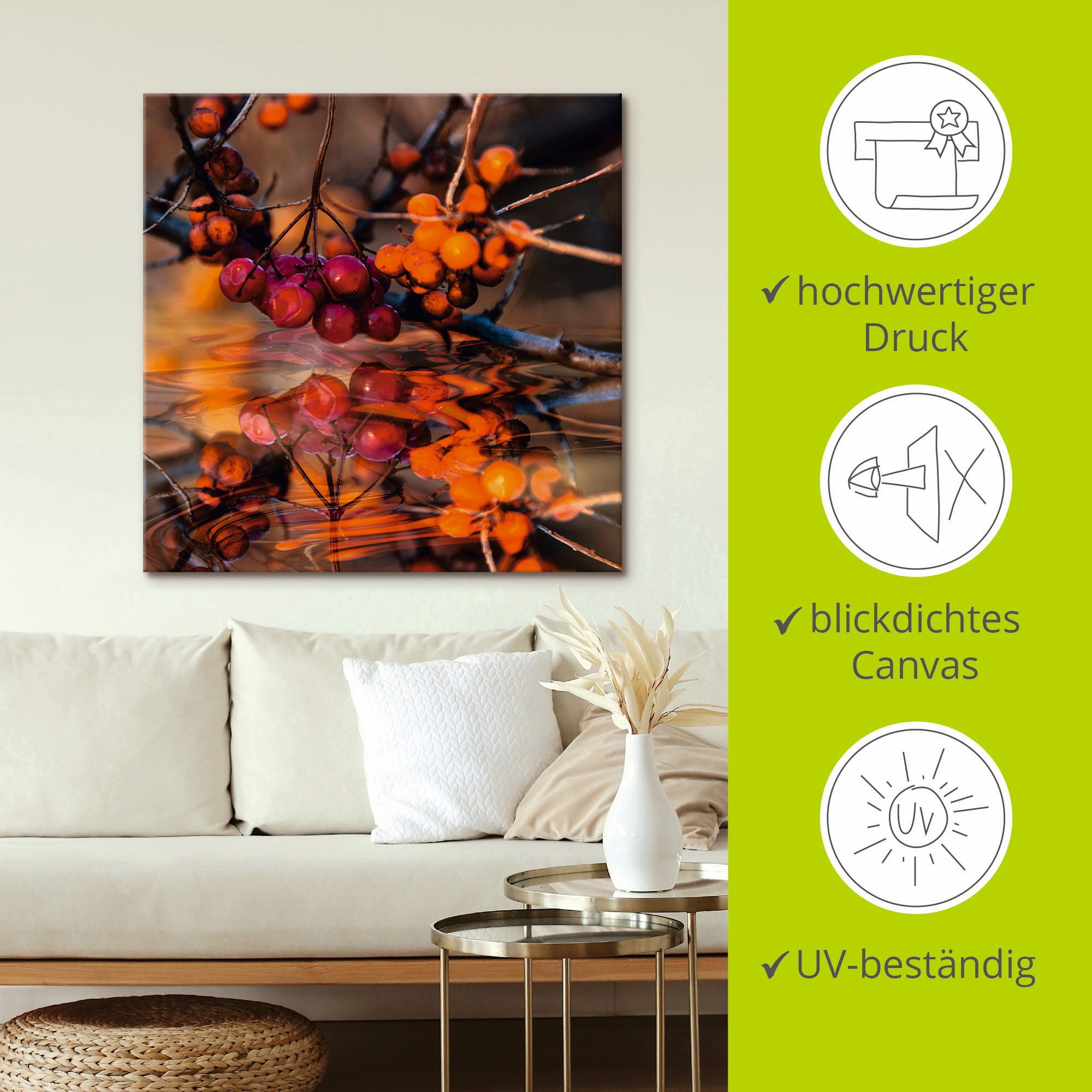Artland Artprint op linnen Rode bessen - Wilde Bessen