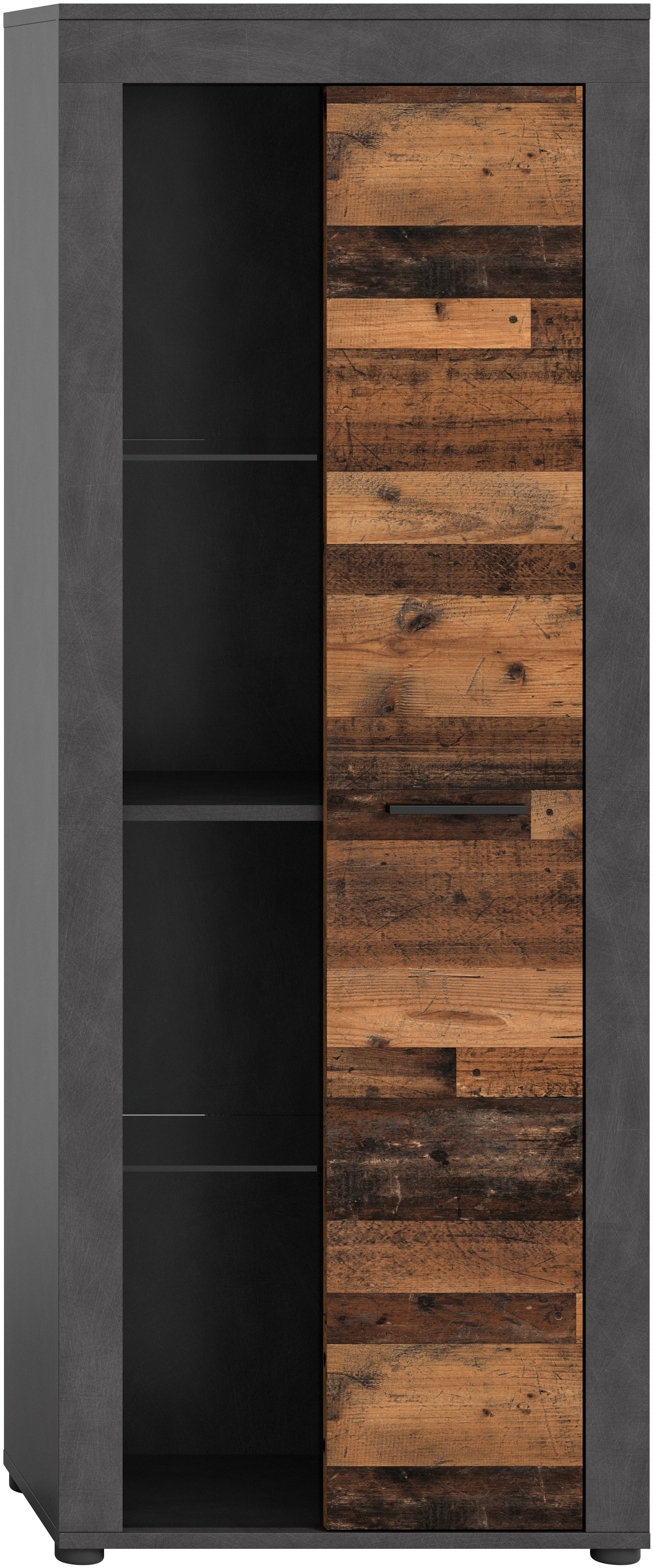 INOSIGN Vitrinekast Aosta, hoogte 159 cm, in verschillende kleuruitvoeringen 1 deur, 3 legplanken, 4 vakken, woonkamer, staande vitrine, glazen vitrine