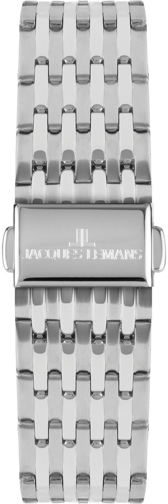 Jacques Lemans Kwartshorloge Londen Polshorloge, herenhorloge, leren band, analoog, weekdag, dag