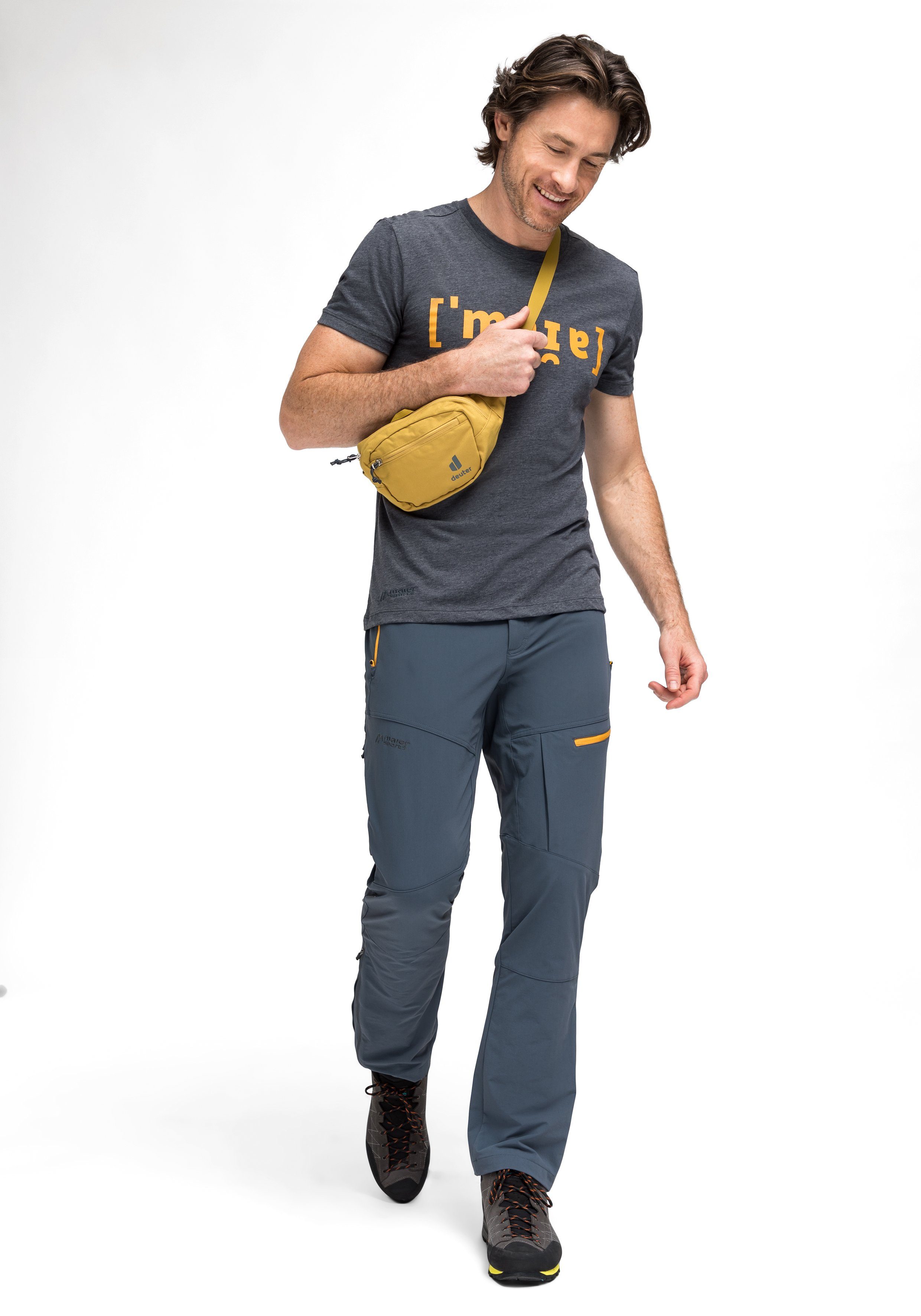 Maier Sports T-shirt Phonetic Tee M Heren T-shirt met print voor wandelen en vrije tijd