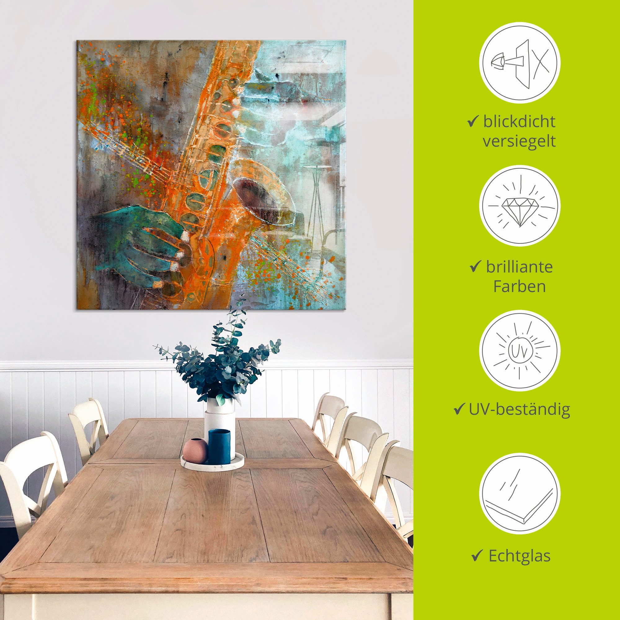 Artland Print op glas Een saxofoon in verschillende maten