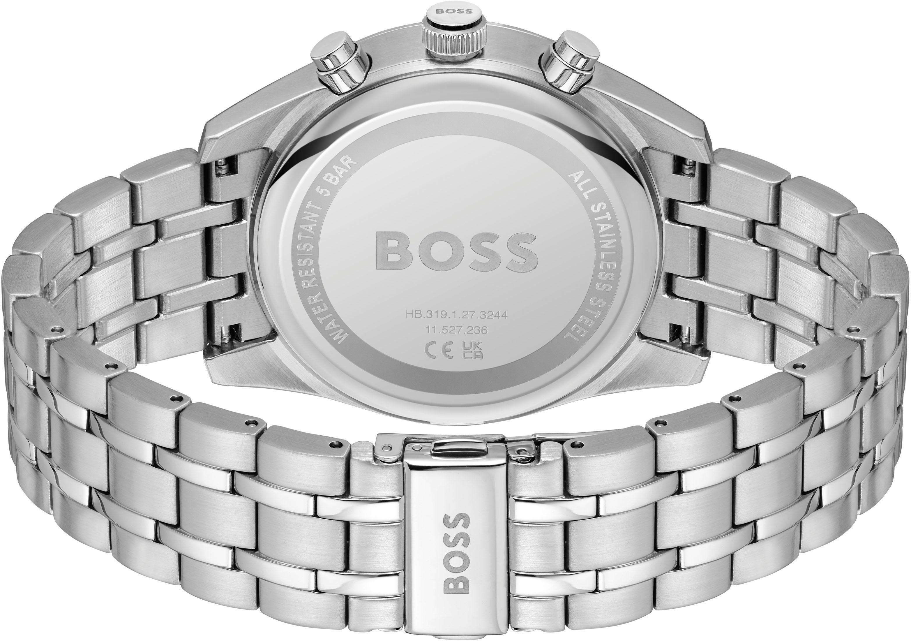Boss Chronograaf SKYTRAVELLER Quartzhorloge, horloge, herrenuur, leren band, analoog, dag