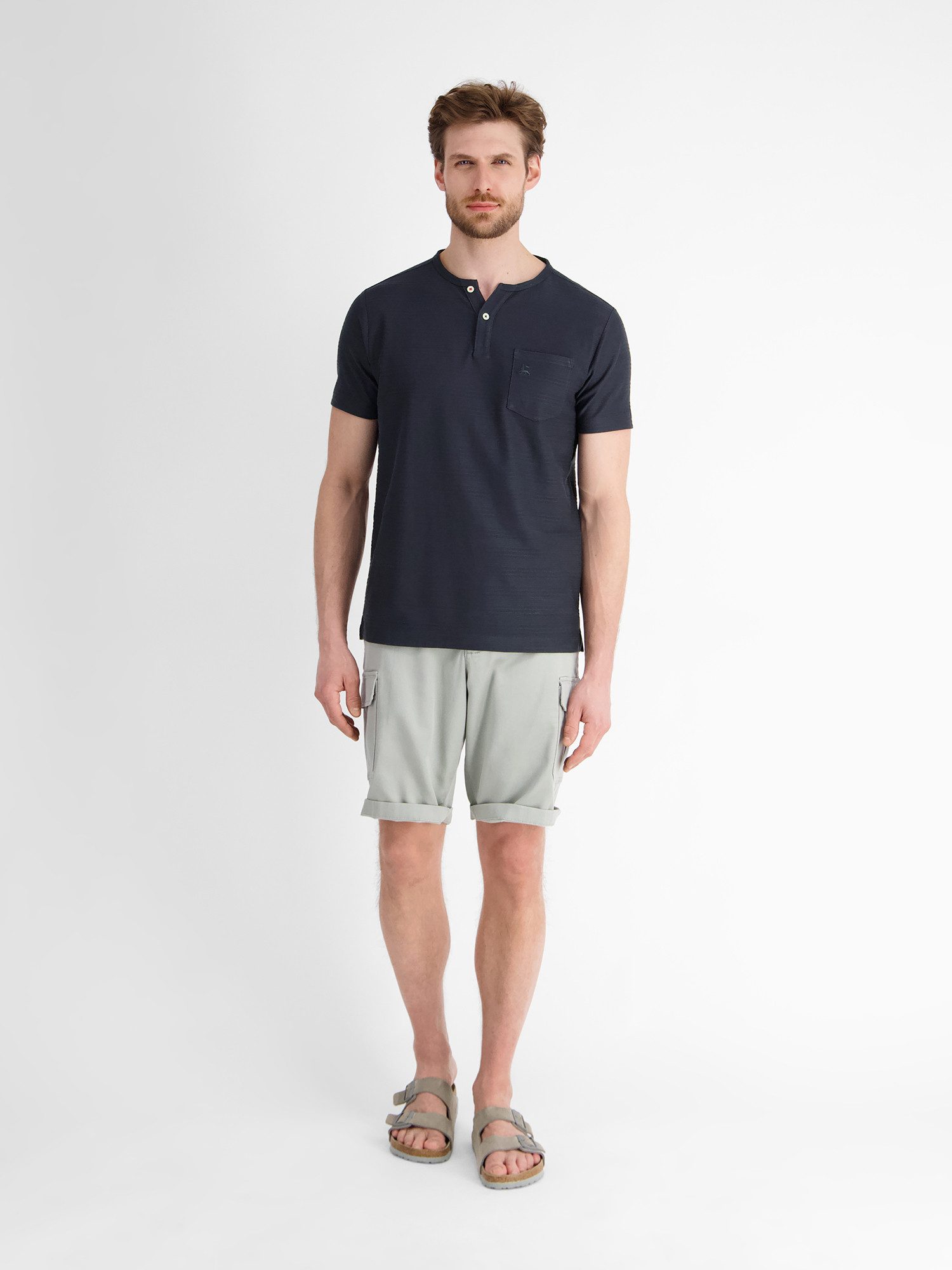 Lerros Henleyshirt LERROS Serafino-shirt, zomers tonal gestreept
