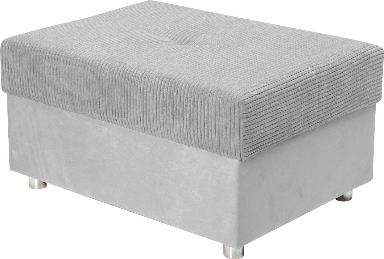 COLLECTION AB Hocker Italia Inclusief comfortabele binnenvering, in mix van ribfluweel en velours hockers zilver(kleur)