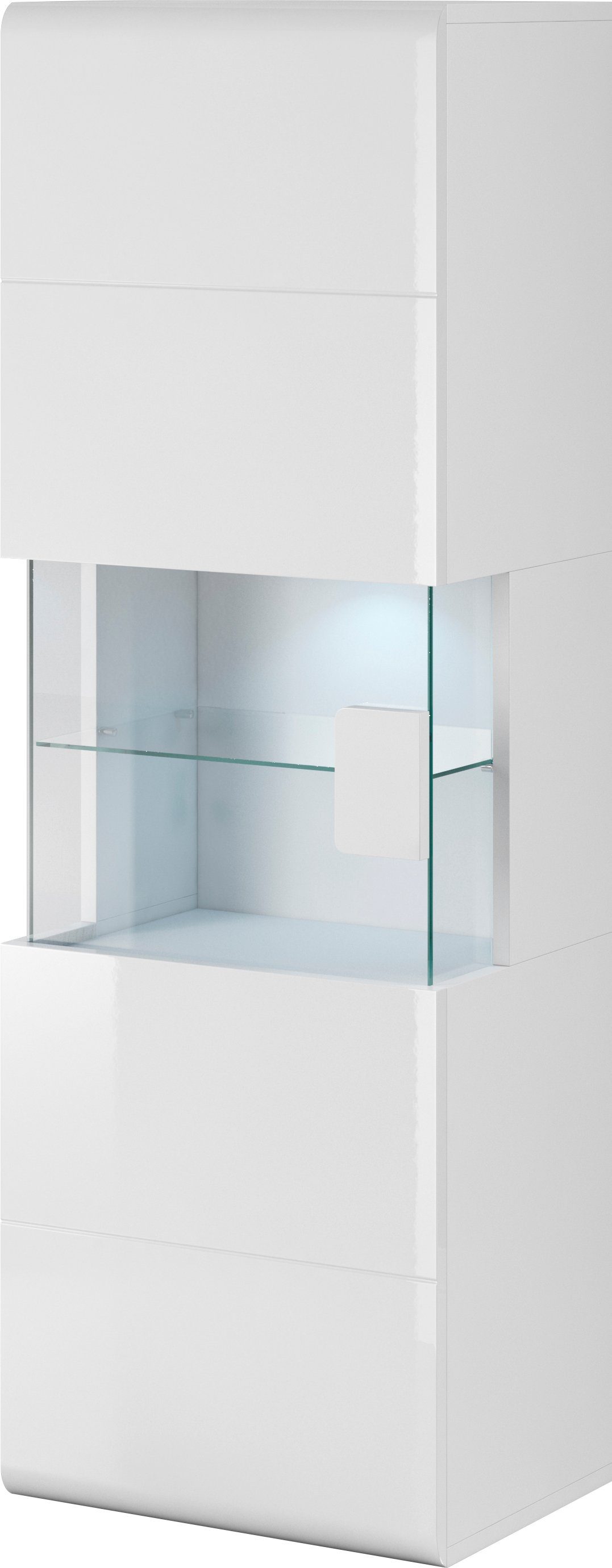 INOSIGN Hangende vitrinekast Toledo, hoogte 159 cm trendy glazen vitrine met decoratieve MDF-front Vitrine met glazen front, zonder verlichting, veel opbergruimte, hoogglans