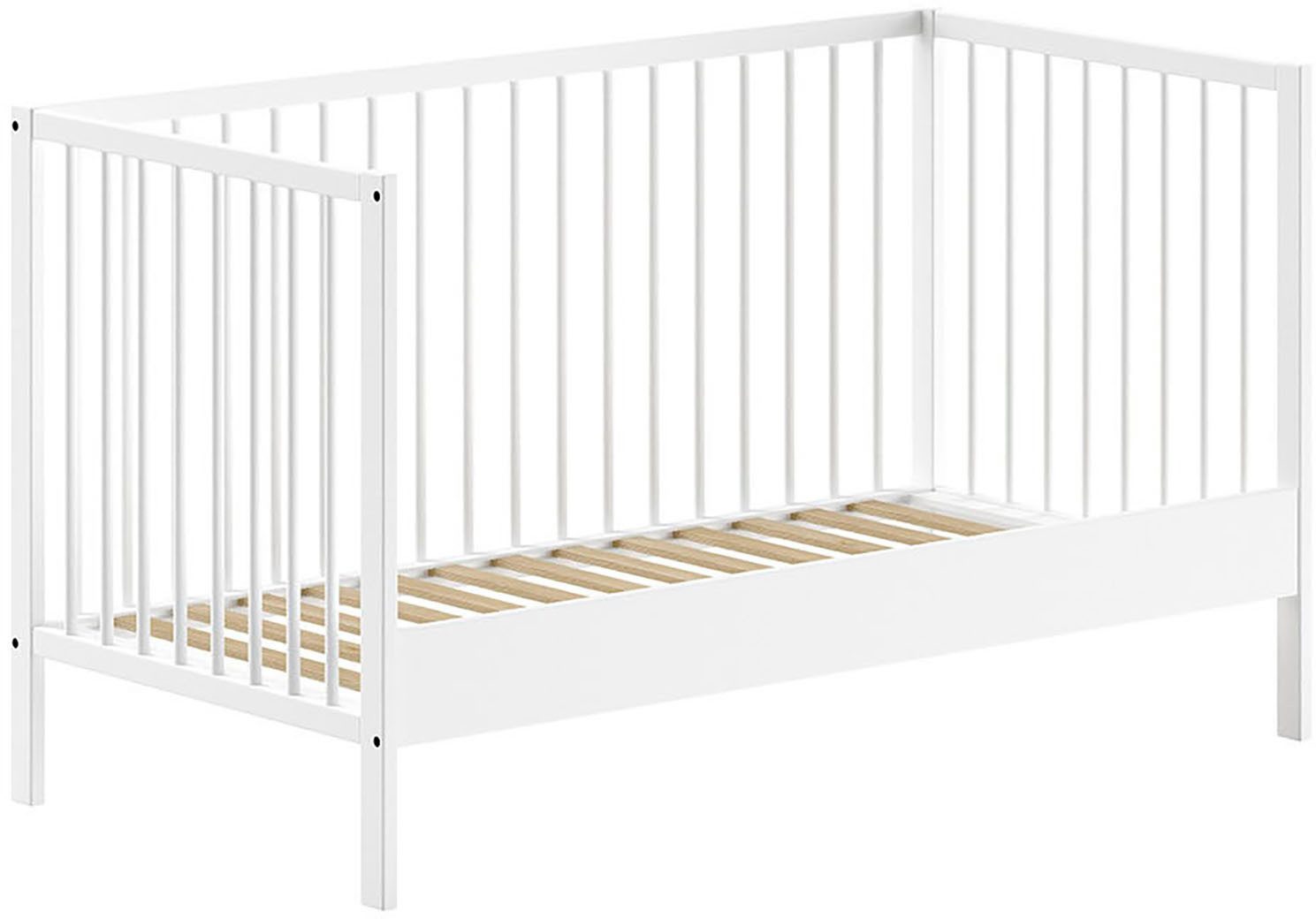 Vipack Ledikantje Dino 70/140 met 3-voudig verstelbare lattenbodem, inclusief 3 instaplatten van massief beukenhout, ombouwbaar tot juniorbed, verkrijgbaar in 3 kleuren