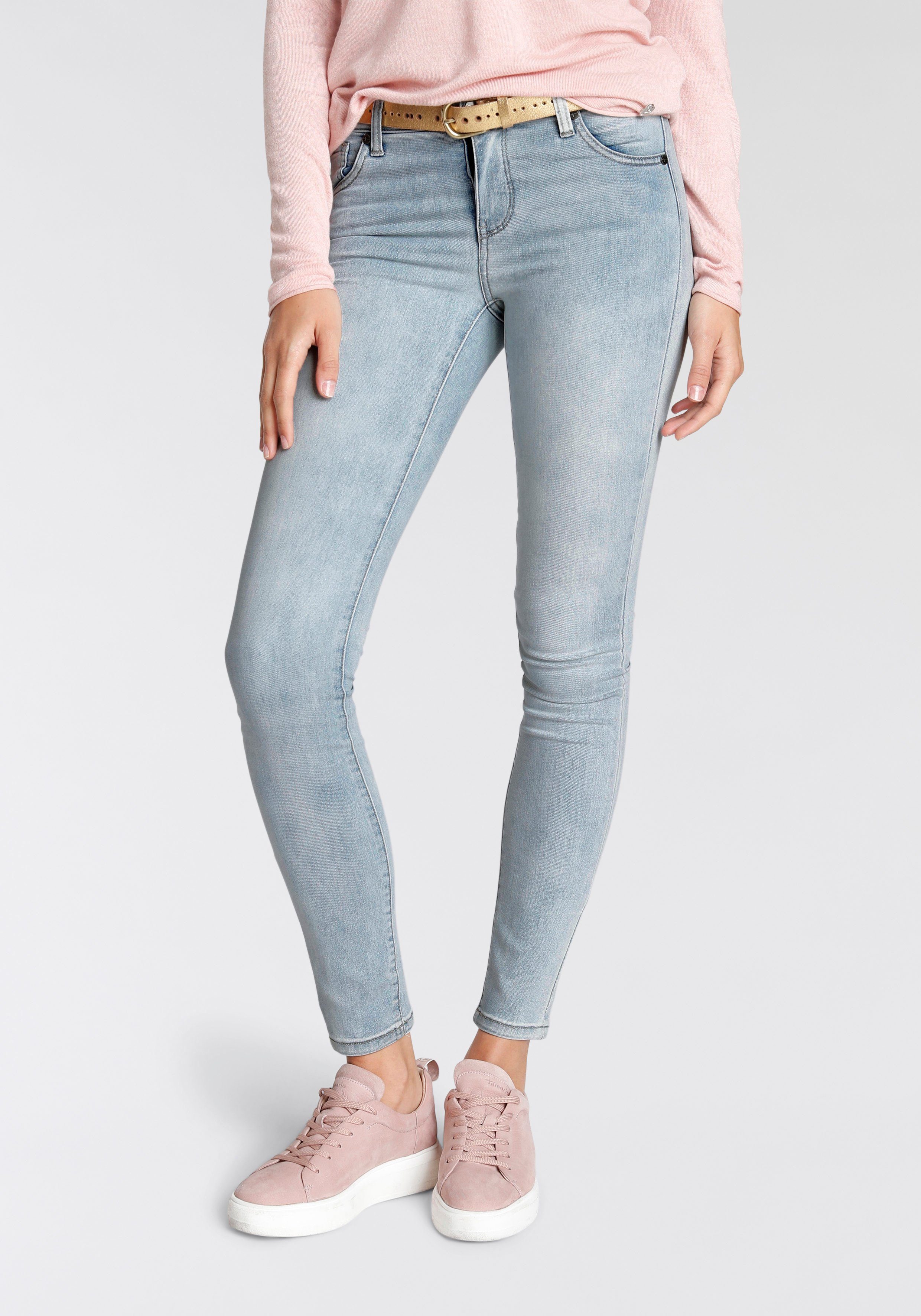 Tamaris Skinny fit jeans smalle broekpasvorm, normale taille, 5-pocket-vorm, used-wassing
