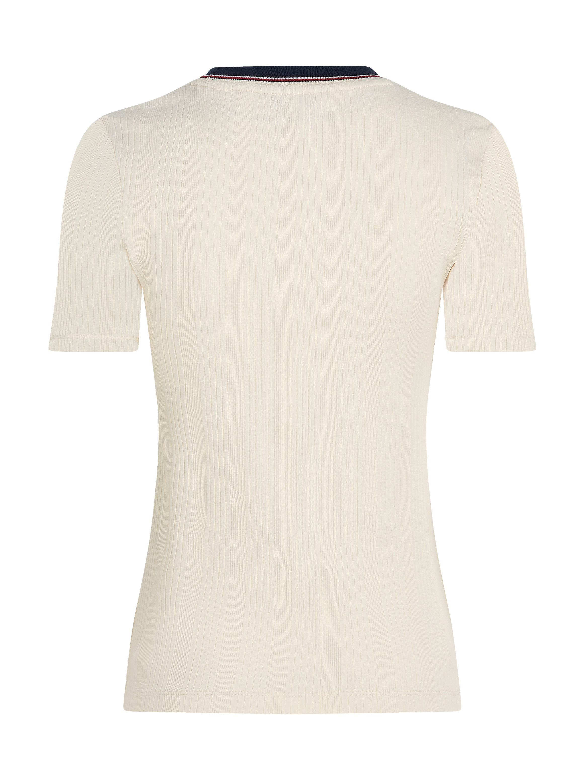 Tommy Hilfiger T-shirt RWB SLIM TEE SS C-NK met contrastdetails, structuur