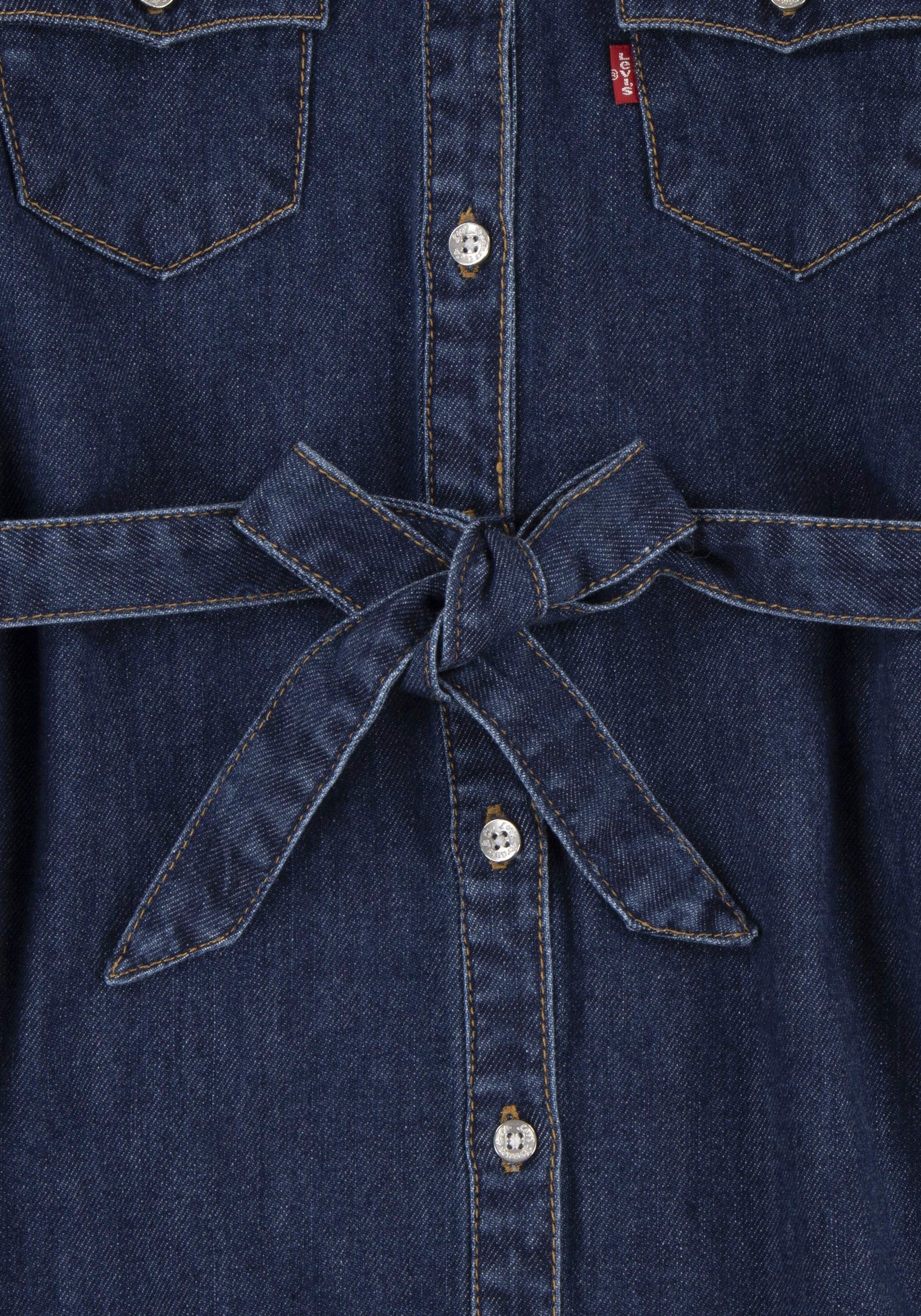 Levi's Kidswear Shirtjurk met strikband in de taille voor meisjes