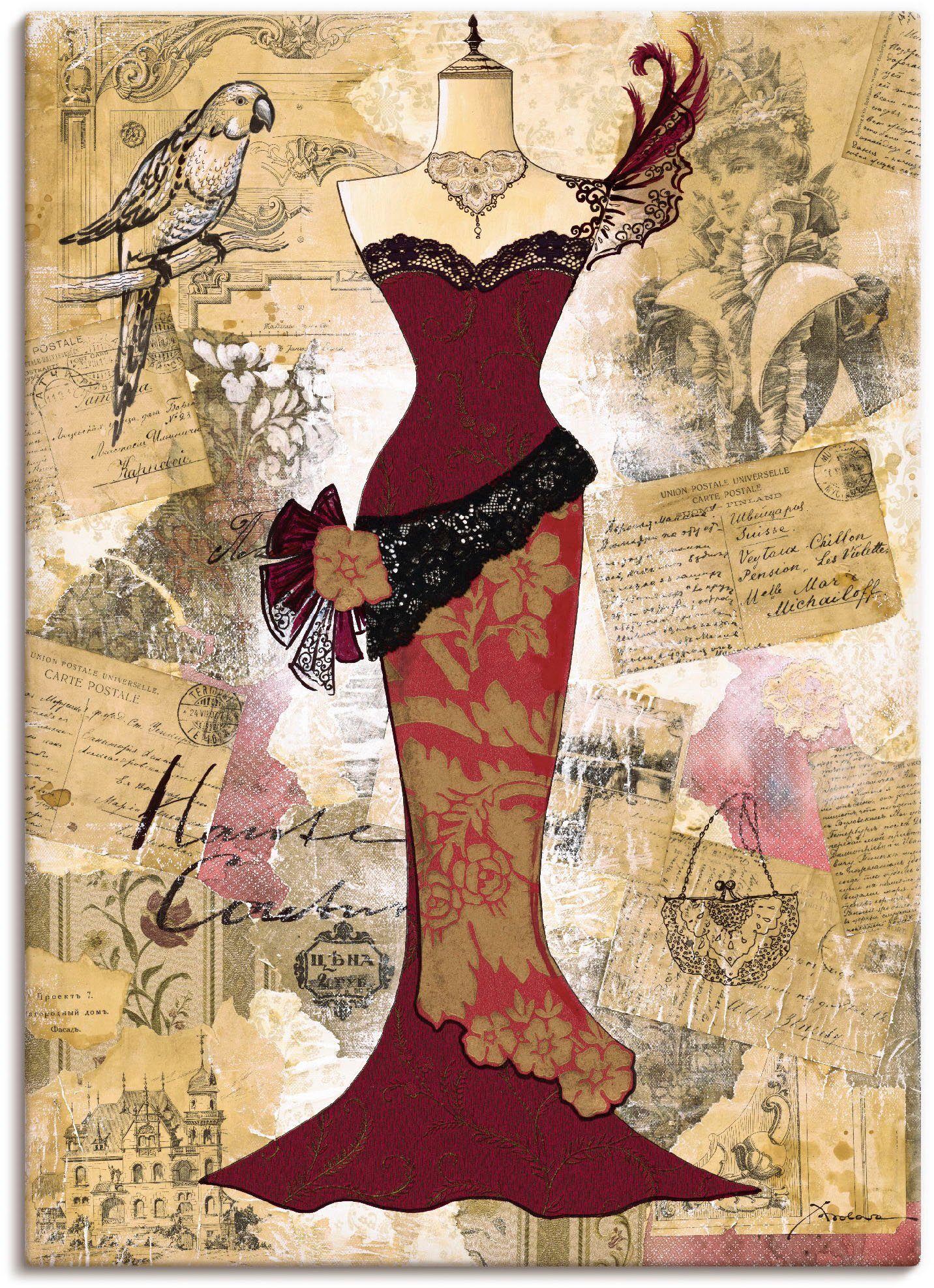 Artland Artprint Antieke jurk - collage in vele afmetingen & productsoorten - artprint van aluminium / artprint voor buiten, artprint op linnen, poster, muursticker / wandfolie ook