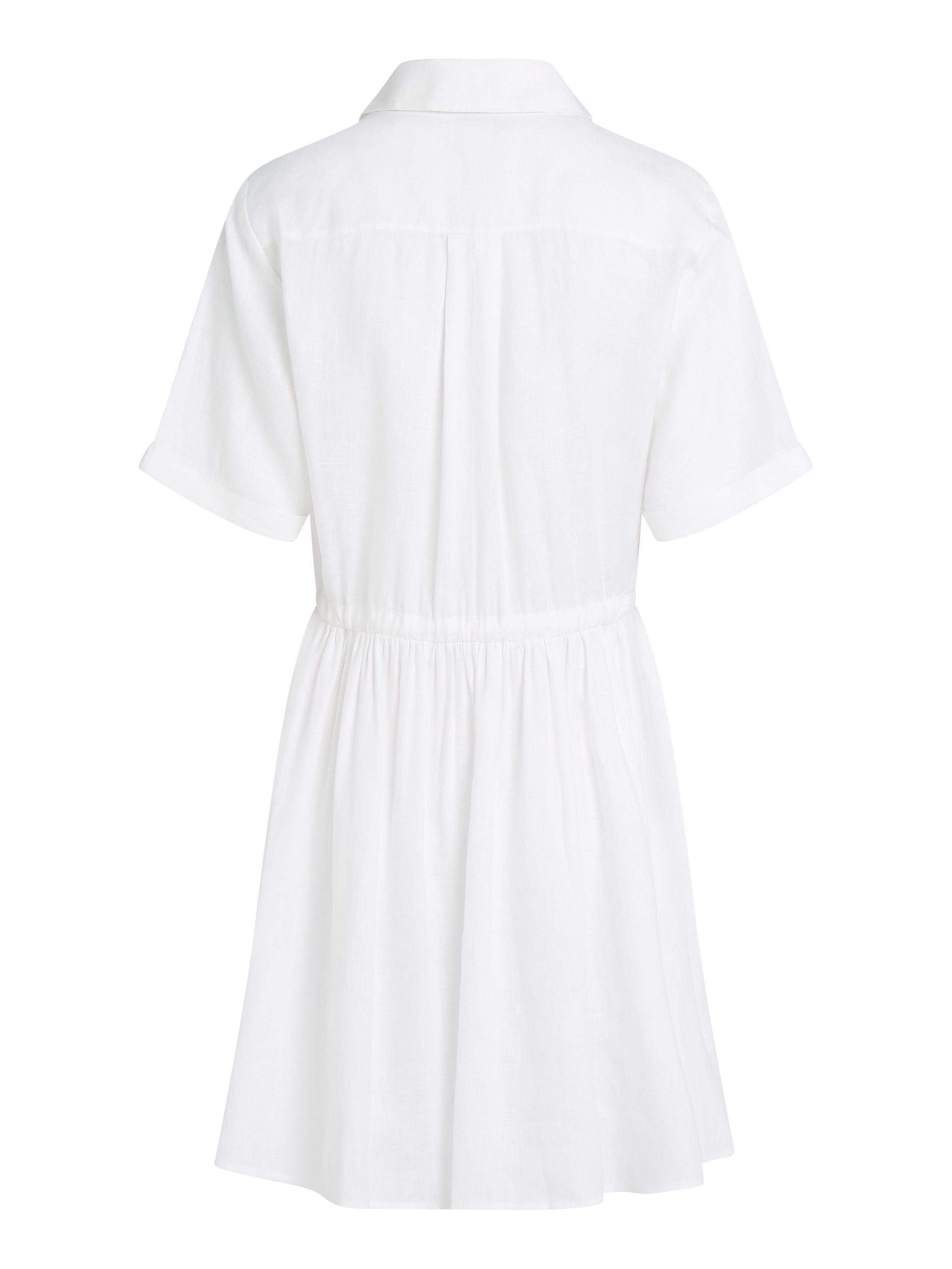 Tommy Hilfiger Jurk met overhemdkraag ESS LINEN S/S SHORT DRESS met tunnelkoord in de taille, met rugplooi, koel premium linnen