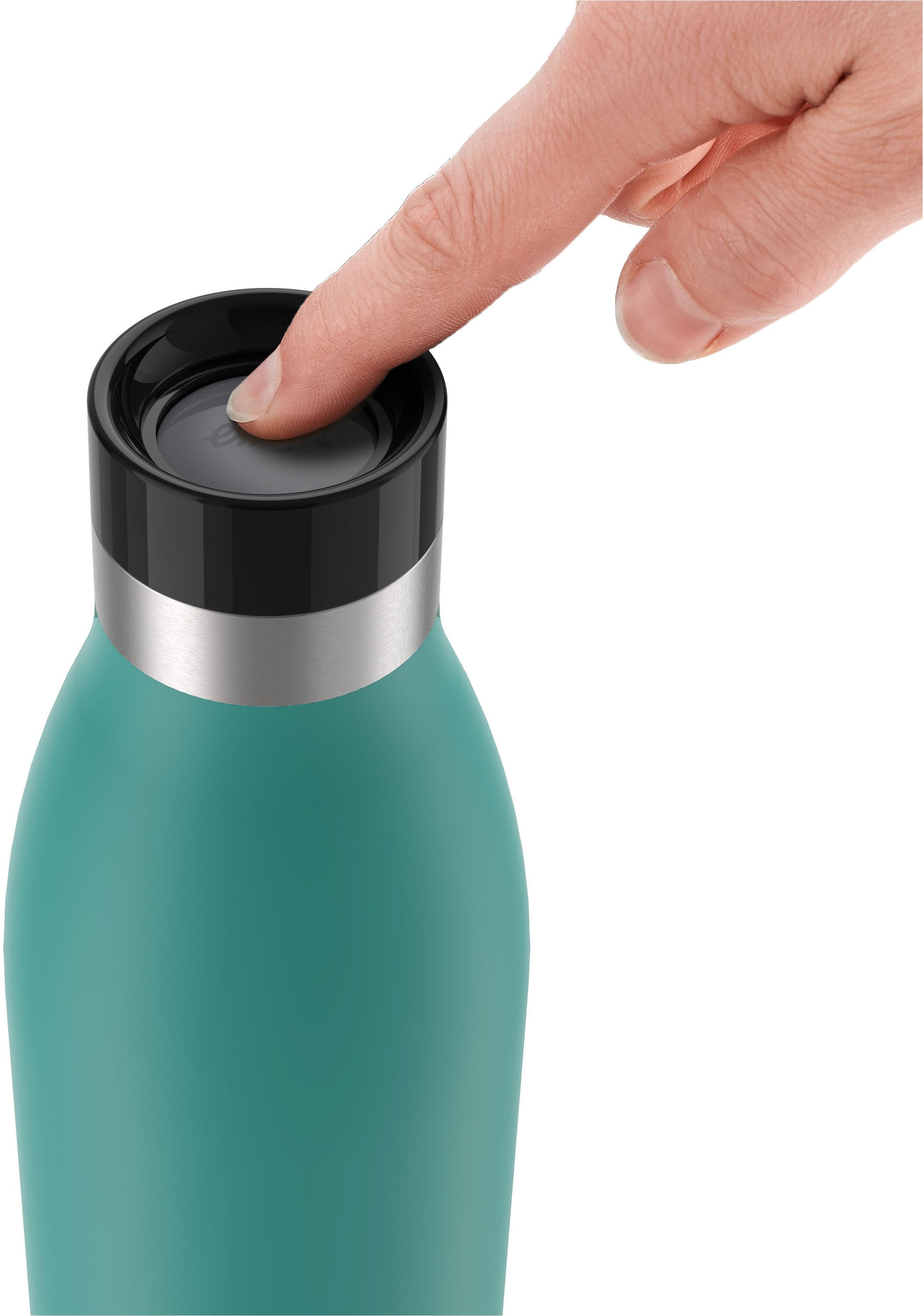 Emsa Thermosfles Drinkfles Bludrop 1 liter, lekvrij, 360°-rondom drinkopening, 40 uur koud, 20 uur warm (1-delig)