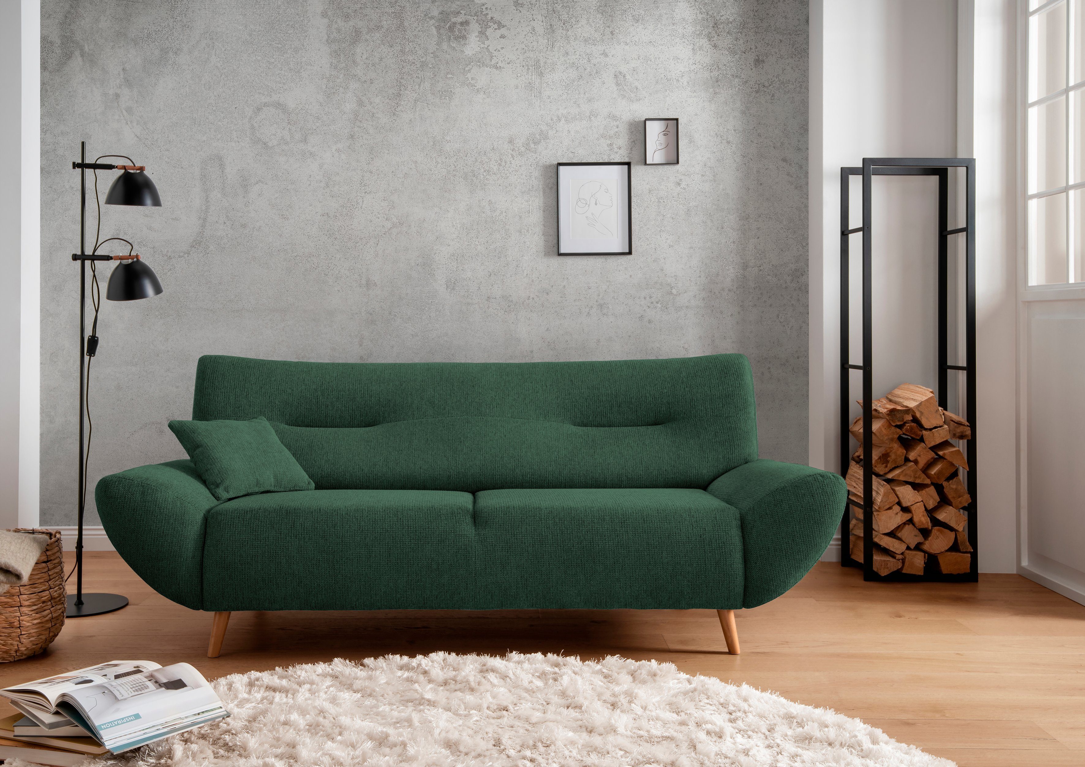 INOSIGN Zithoek Drago, modern en tijdloos, actuele vormtaal, comfortabel leverbaar als fauteuil/hoekbank, diverse stoffen, incl. 2 sierkussens (set, 2-delig)