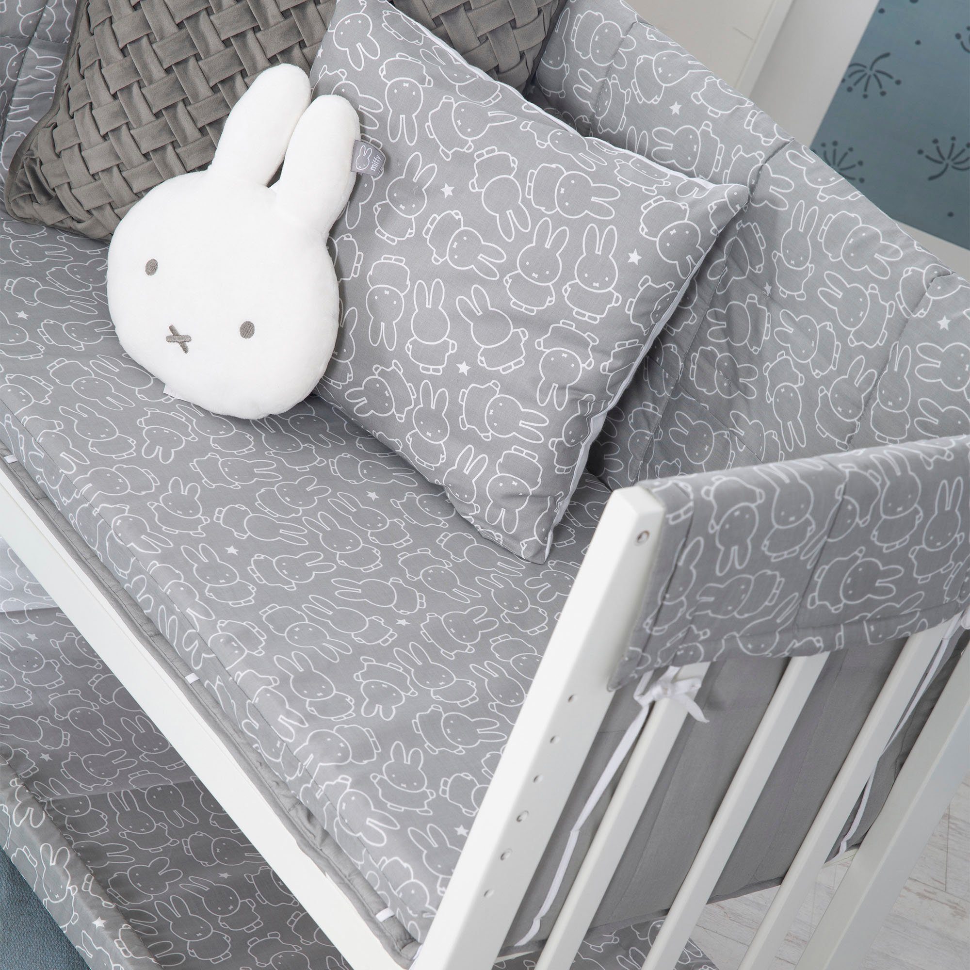 Roba® Wieg 3-in-1, Nijntje, wit tot bed of bank om te bouwen, ligoppervlak in hoogte verstelbaar