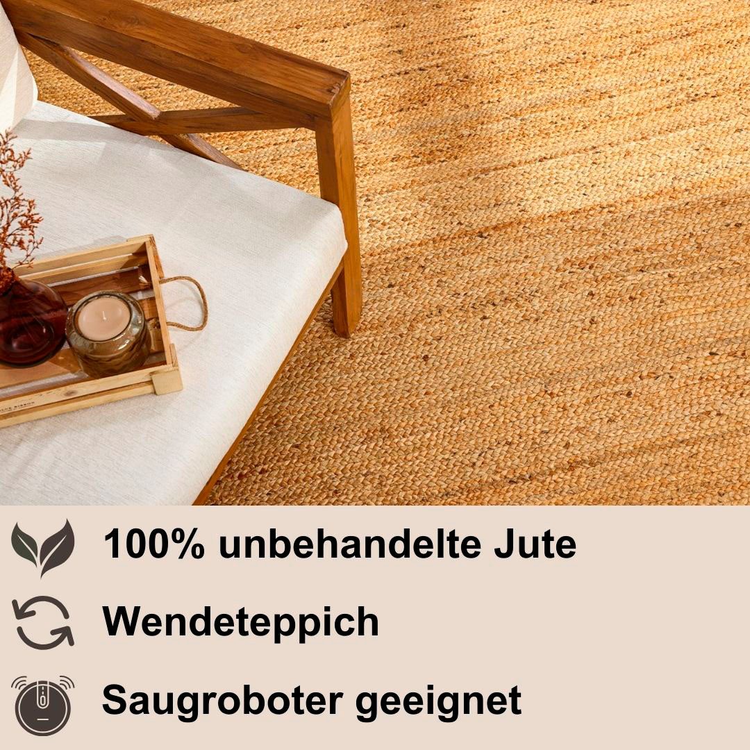 Myflair Möbel & Accessoires Set slaapkamerkleedjes Lola Omkeerbaar tapijt, handgeweven, natuurvezel, Boho-stijl, loper-set