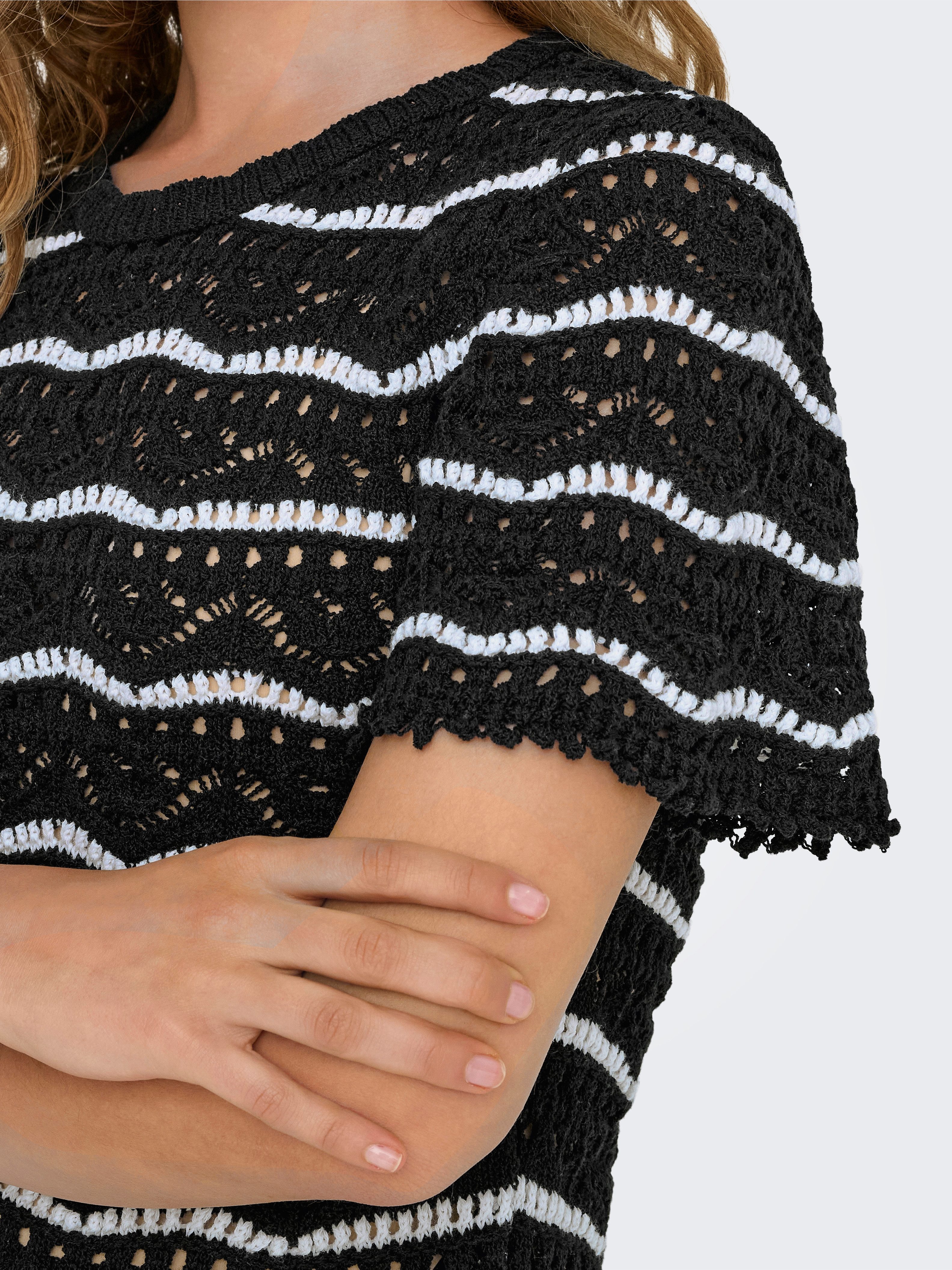 Only Trui met korte mouwen ONLANNASOFIA LIFE SS STRIPE O-NECK KNT