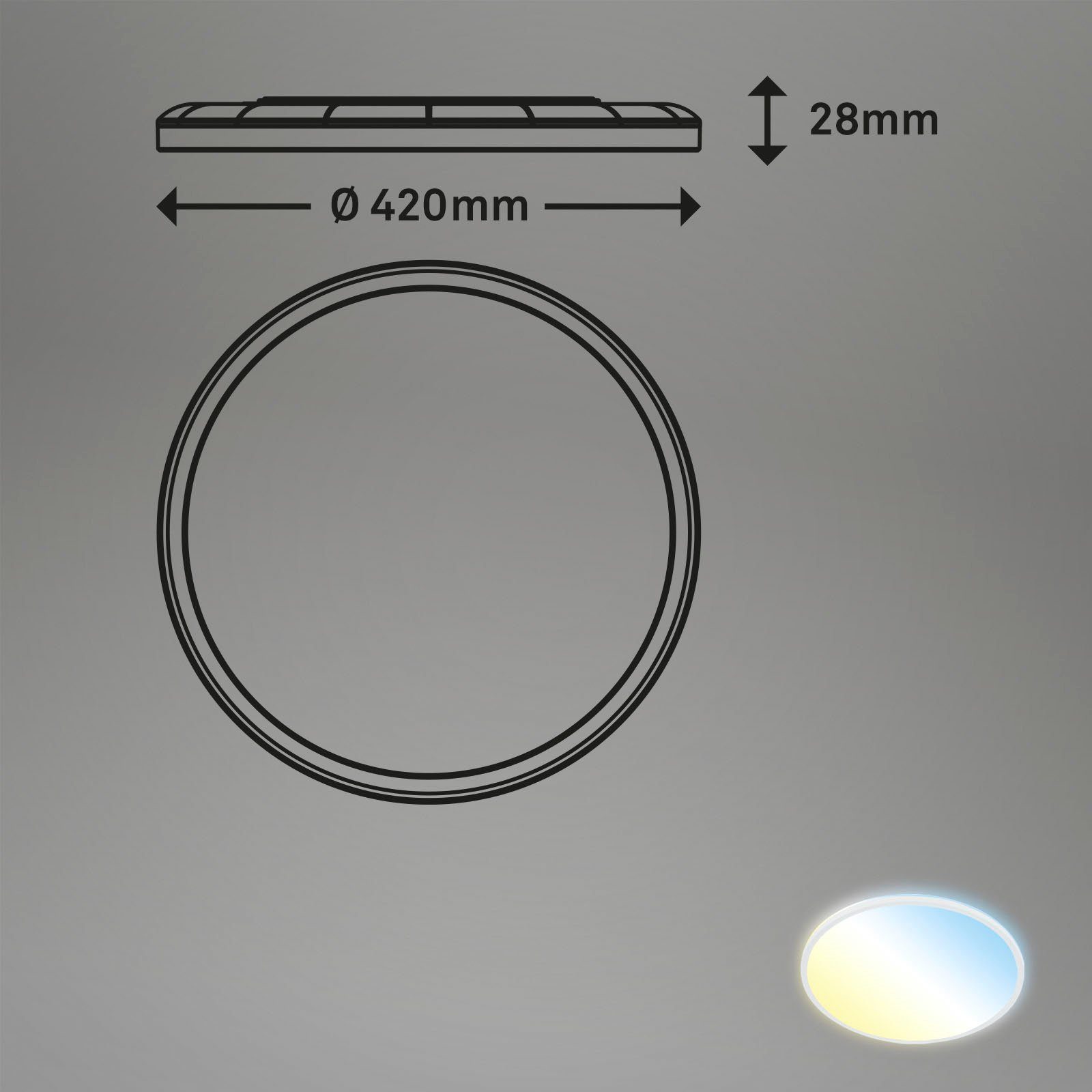 Briloner Leuchten Led-paneel 7080016 SLIM Plafondlamp, 42x2,9 cm, wit, 22W, woonkamer, slaapkamer, keuken