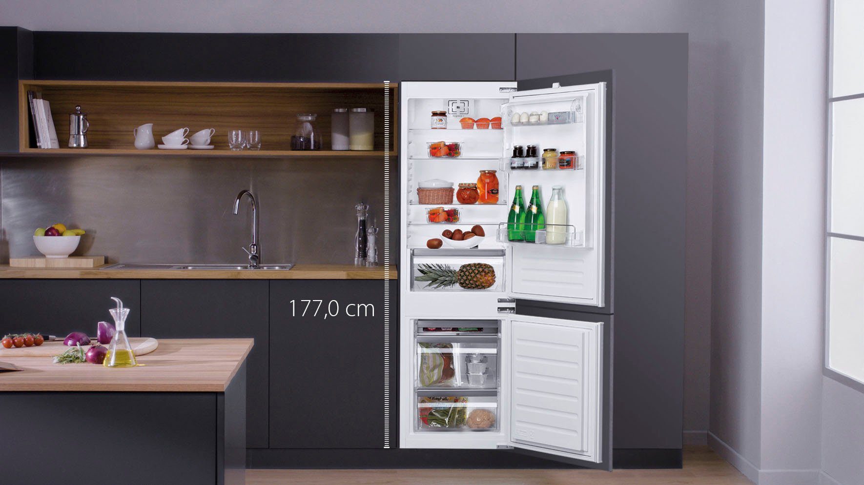 BAUKNECHT Inbouw koel-vriescombinatie KGIL 180F2 P, 177 cm x 55,7 cm