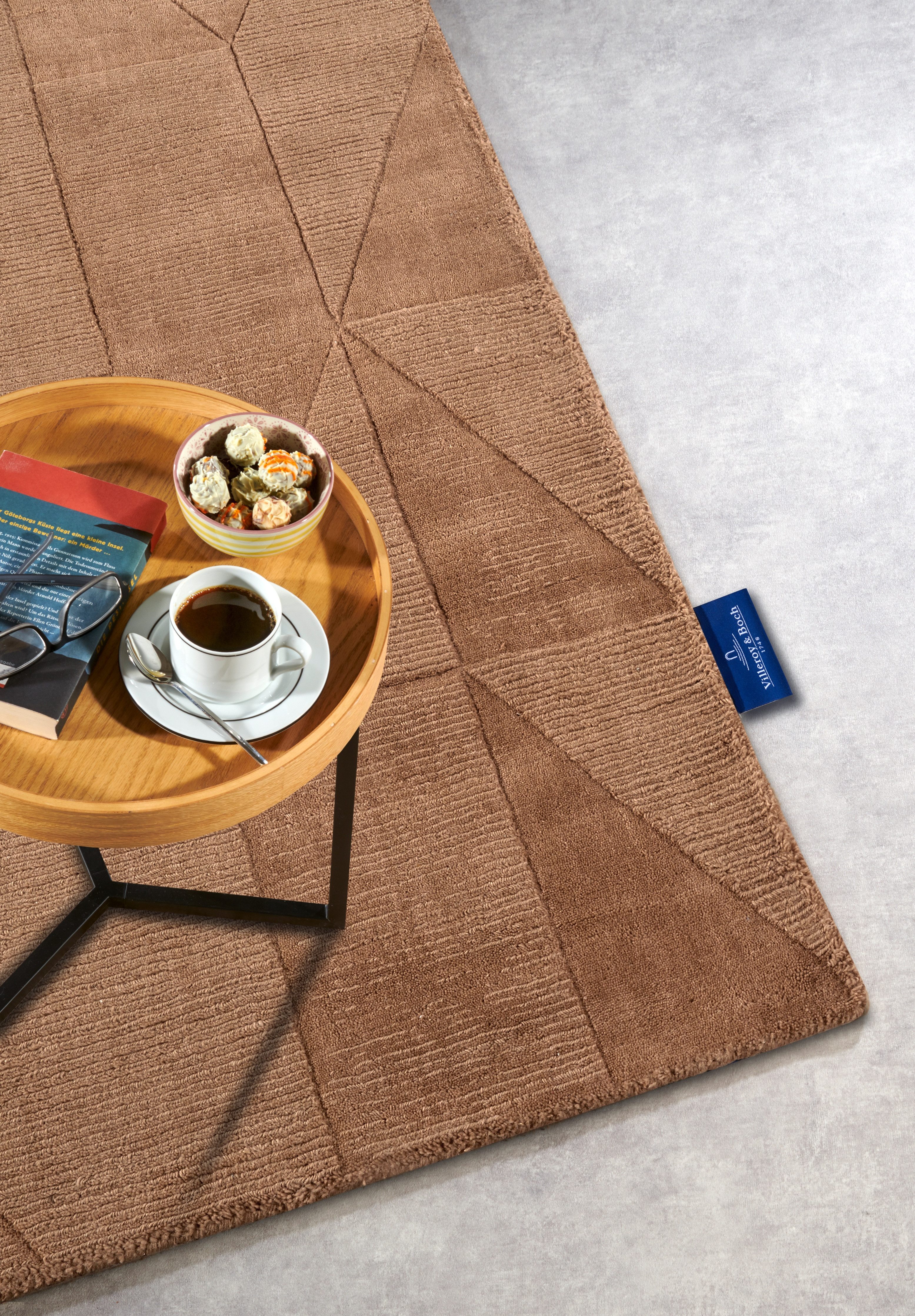 Villeroy & Boch Wollen kleed Ursule Loper, handgeweven, wol, natuur, woonkamer, geometrie, boho
