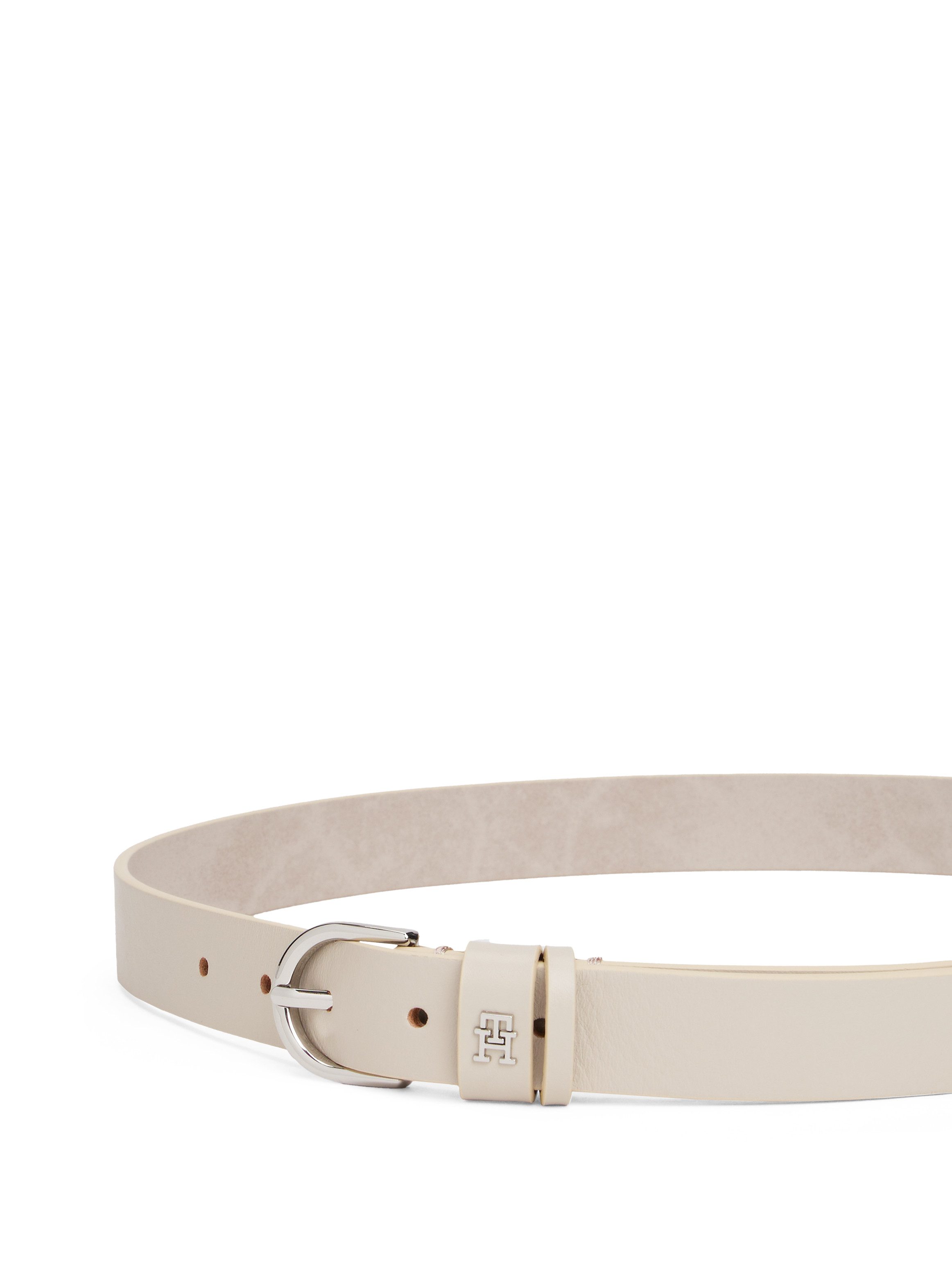 Tommy Hilfiger Leren riem ESSENTIAL EFFORTLESS 2.5 SILVER Eenvoudige doornsluiting, metalen embleem