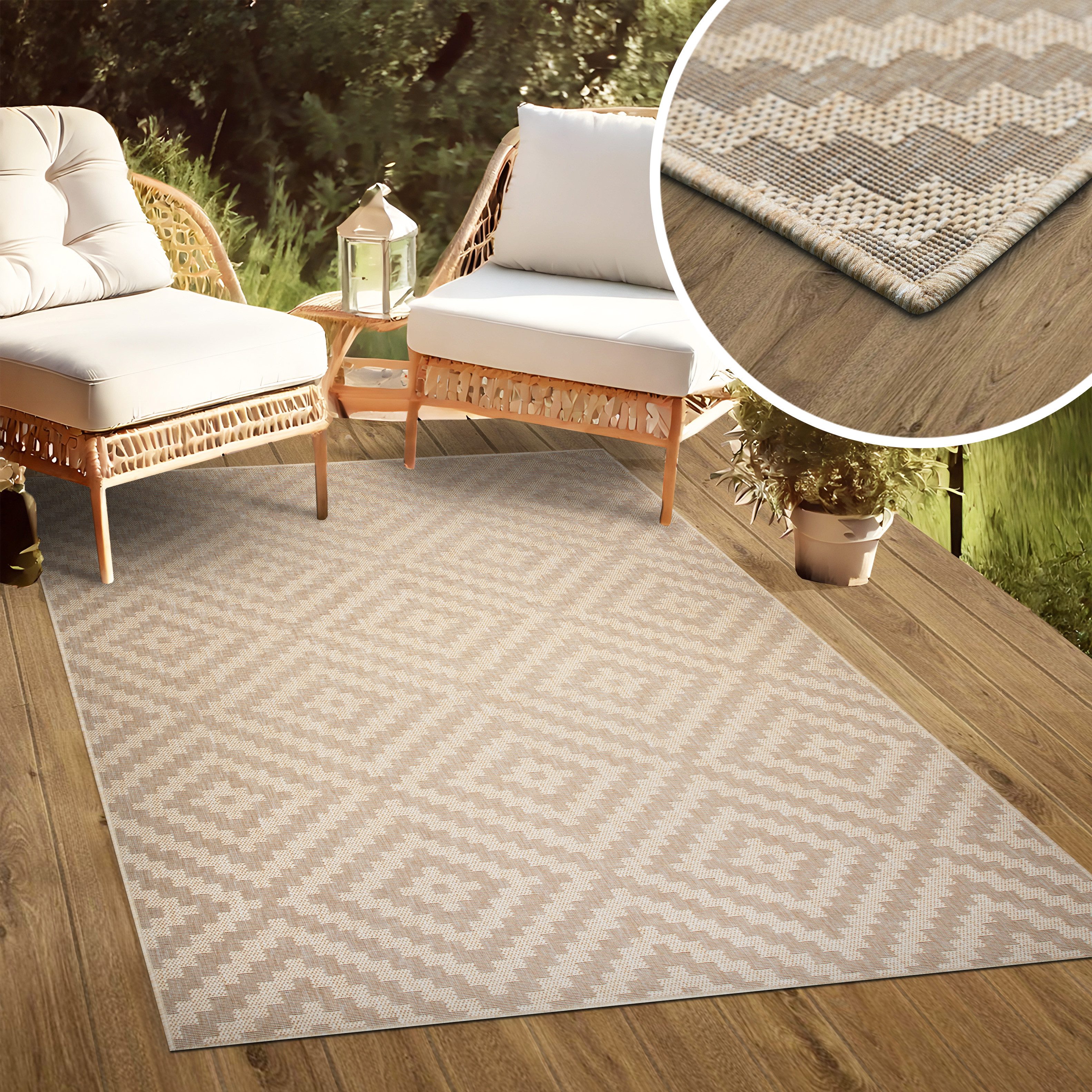 my home Vloerkleed Cordoba is ook als loper verkrijgbaar Geschikt voor binnen en buiten, sisal-look, weerbestendig & uv-bestendig, boho