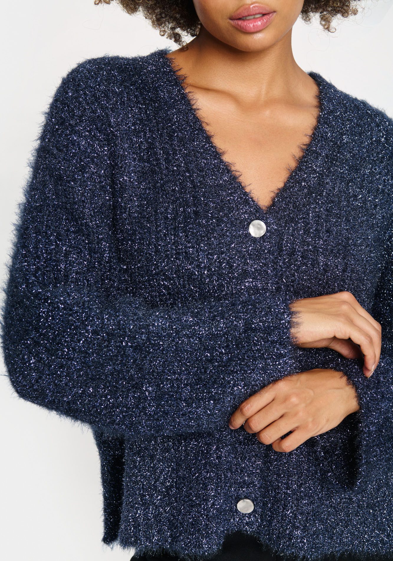 Saint Tropez Vest HalfaSZ Cardigan met glittereffect