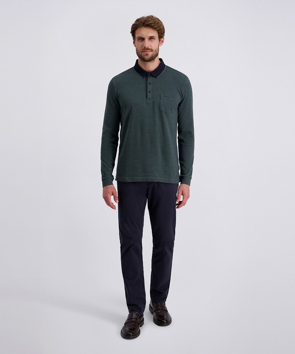 Pierre Cardin Poloshirt met lange mouwen met visgraatdessin