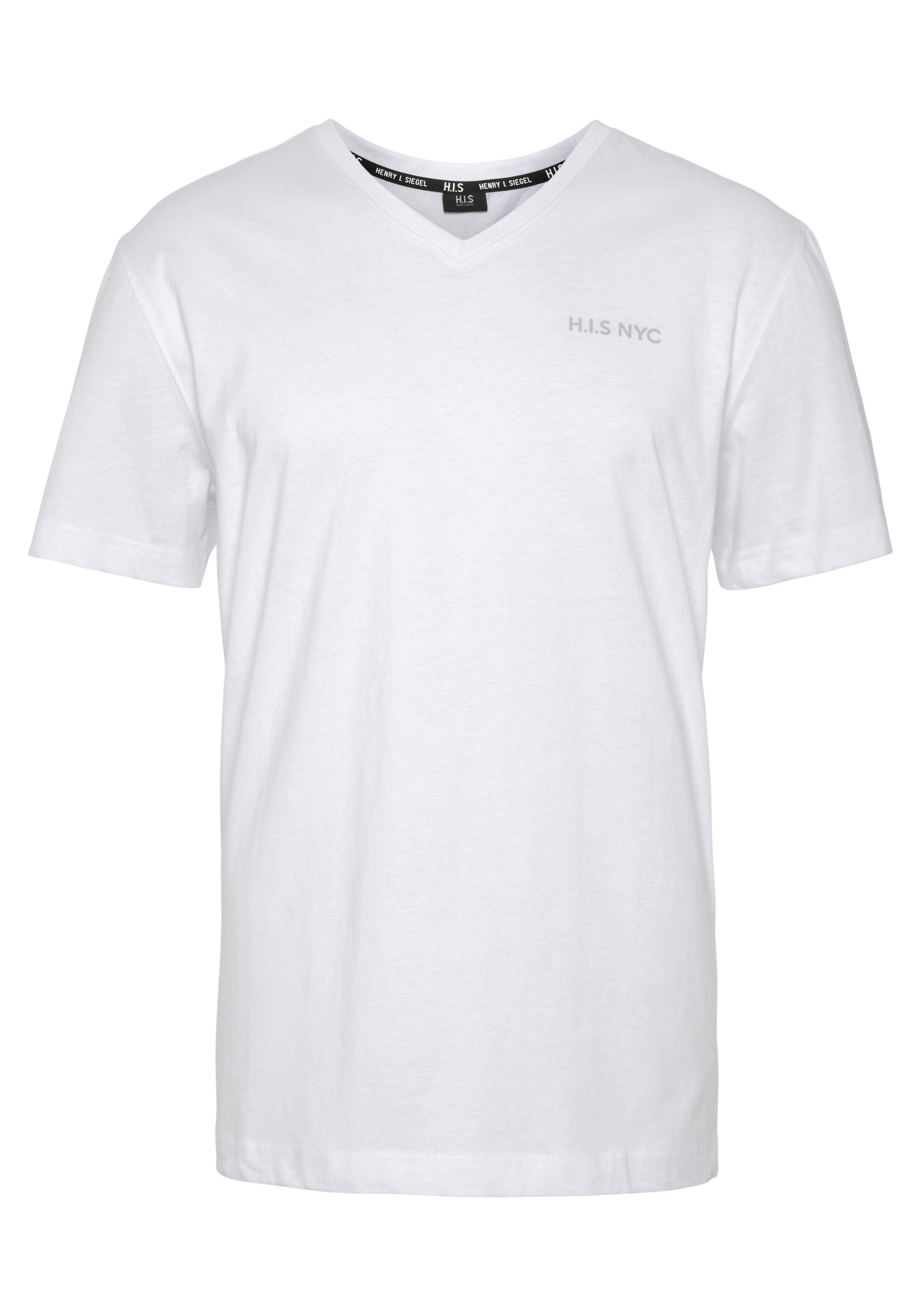 H.I.S Shirt met V-hals Korte mouwen, slim fit, van katoen (Set van 3)