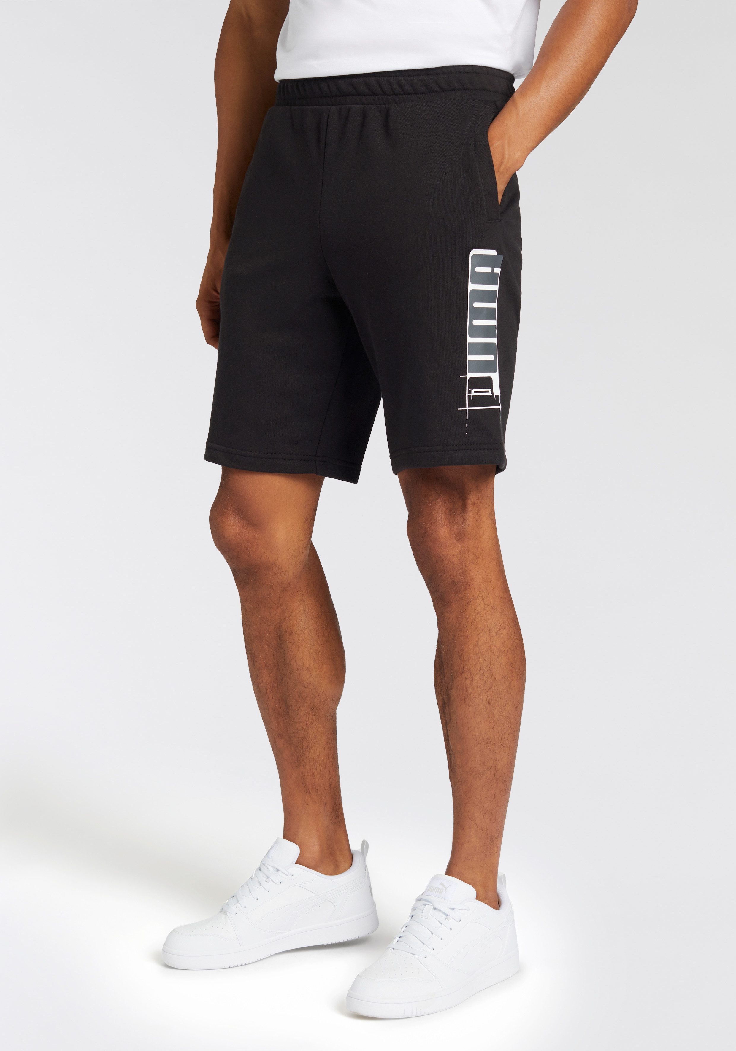 Puma Logo Zij Bermuda Shorts Black Heren