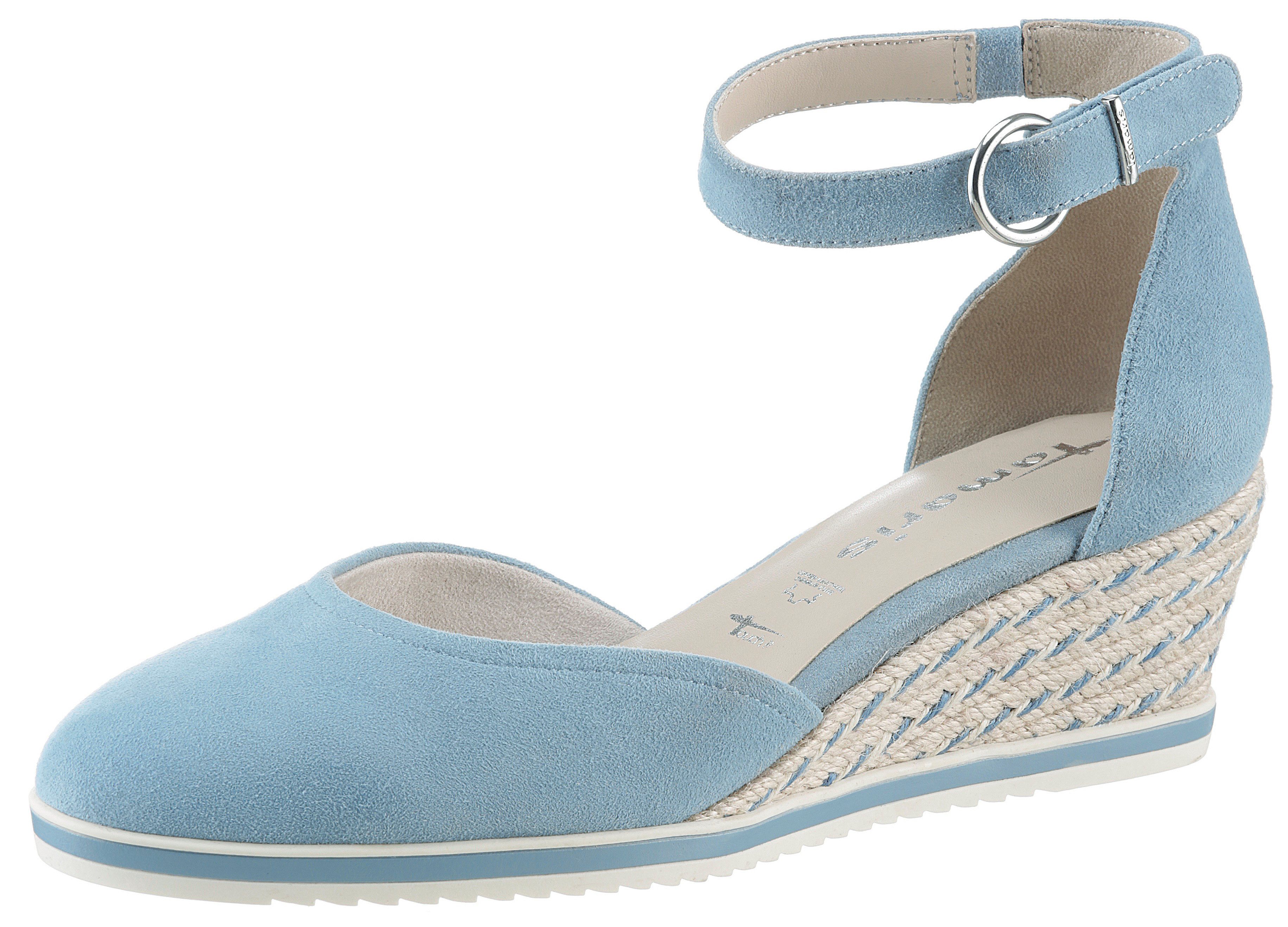 Tamaris Pumps met sleehak , sleehak, instapschoen, riemzandan met modieuze jute-afwerking
