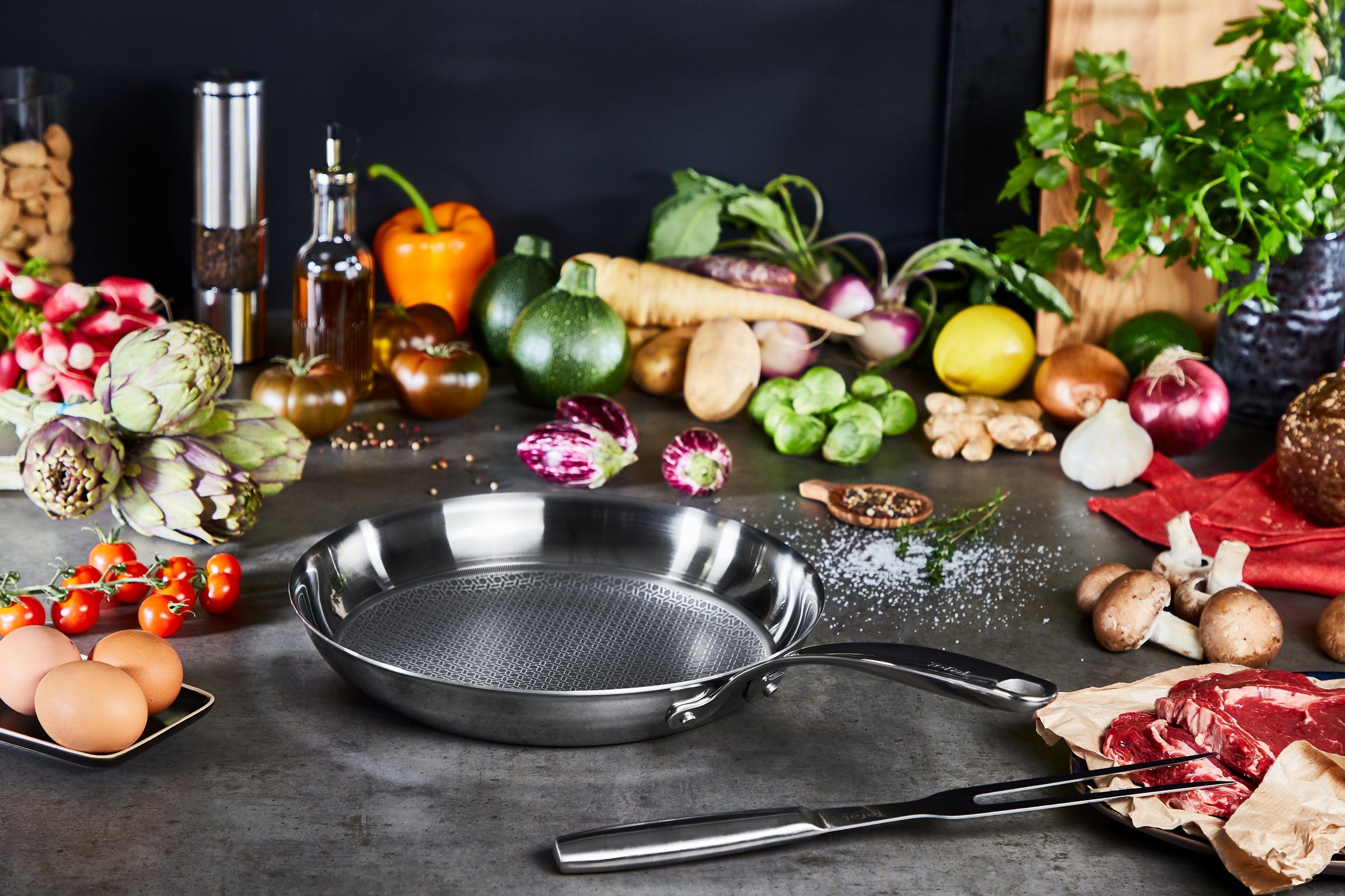 Tefal Koekenpan Eternal Mesh Triply 3-laags materiaal, mesh-coating, geschikt voor alle kookplaten, inductie (1-delig)
