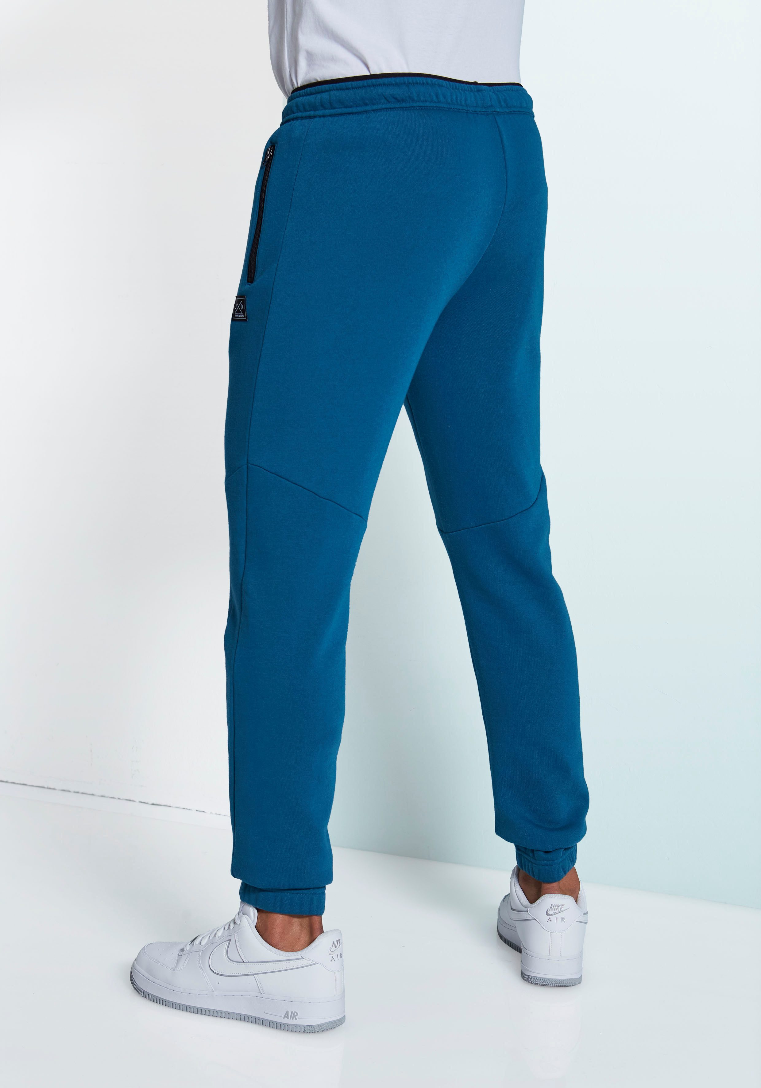John Devin Sweatbroek Joggingbroek met zijzakken en bindband van katoenmix