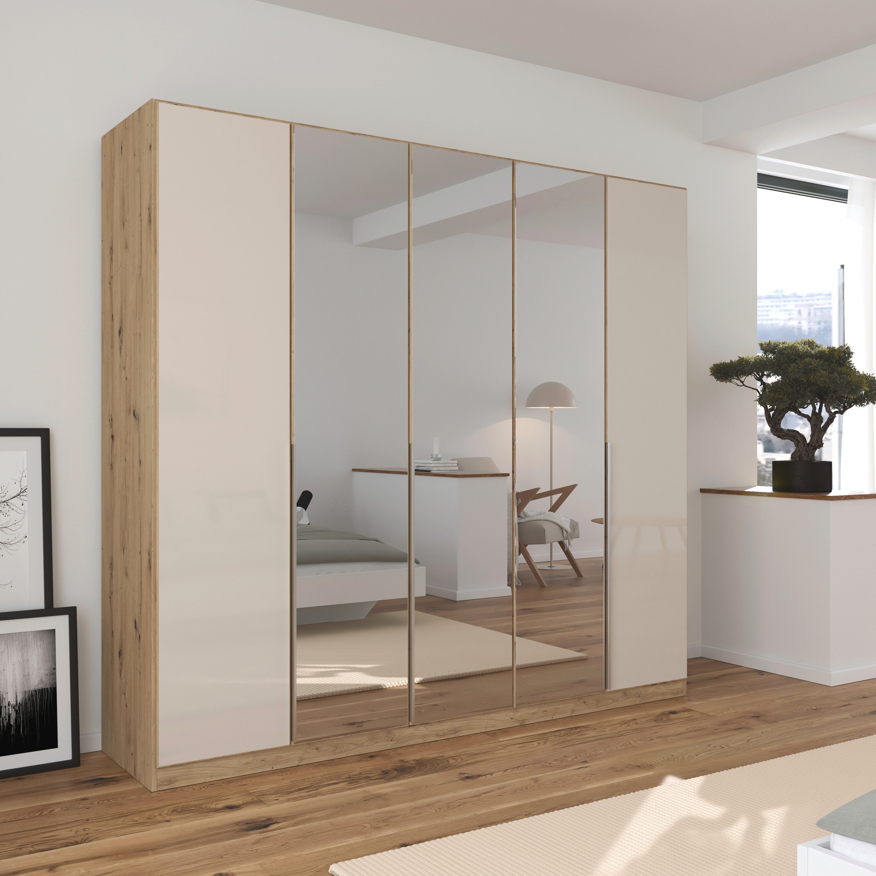 rauch Draaideurkast Kledingkasten kast garderobe AGORDO met glazen front doordachte binnenuitrusting, in 6 breedtes en 2 hoogtes made in germany