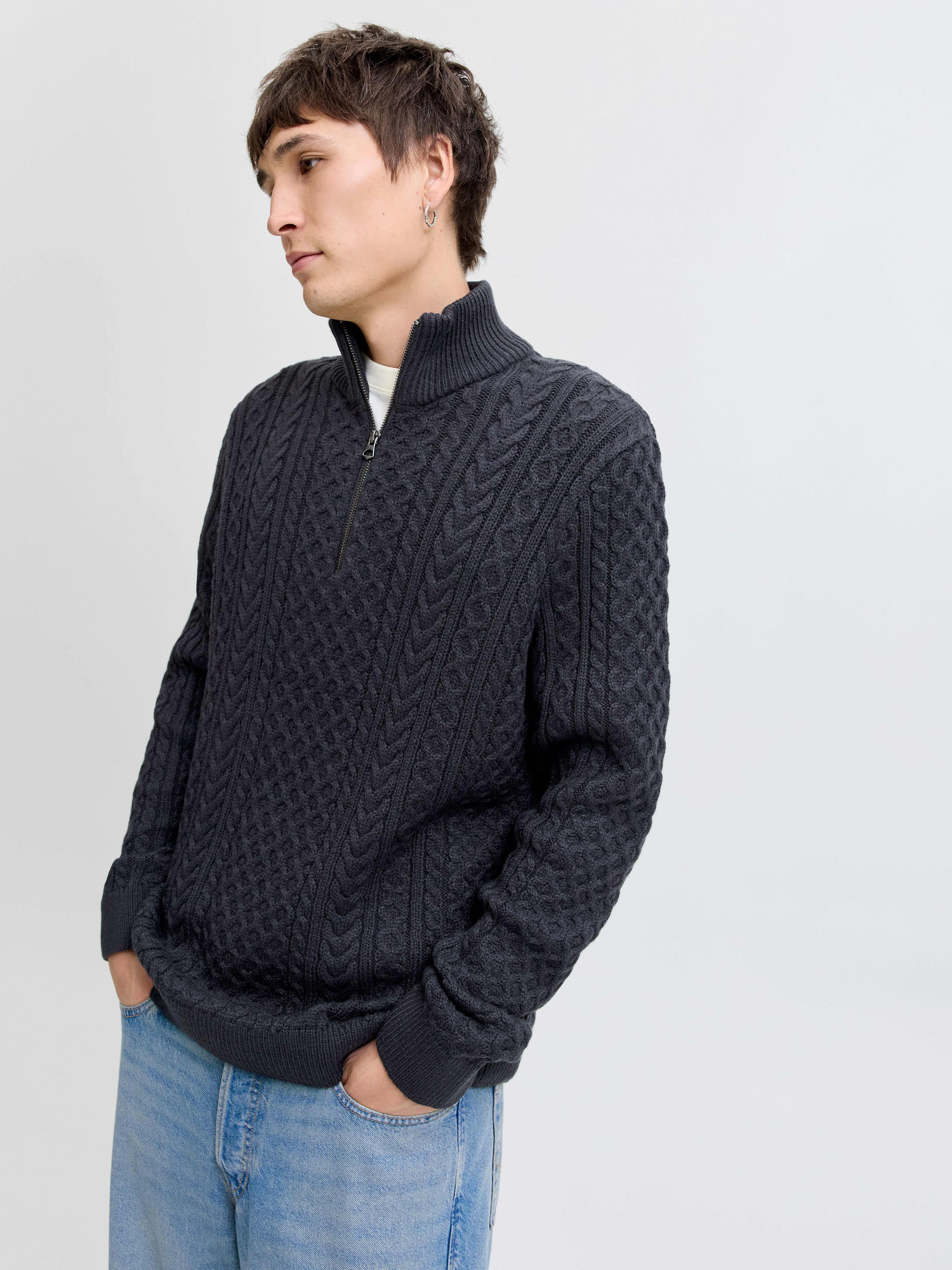 Jack & Jones Schipperstrui JPRBLUSEAN KNIT CABLE HALF ZIP SN