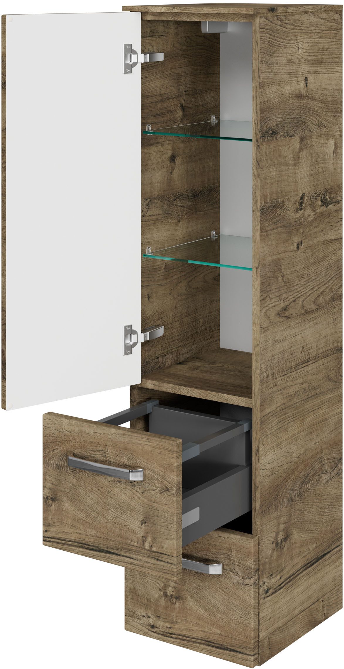 Saphir Badmeubelset Serie 4010 4-delig keramische wastafel met LED-spiegelkast (set)