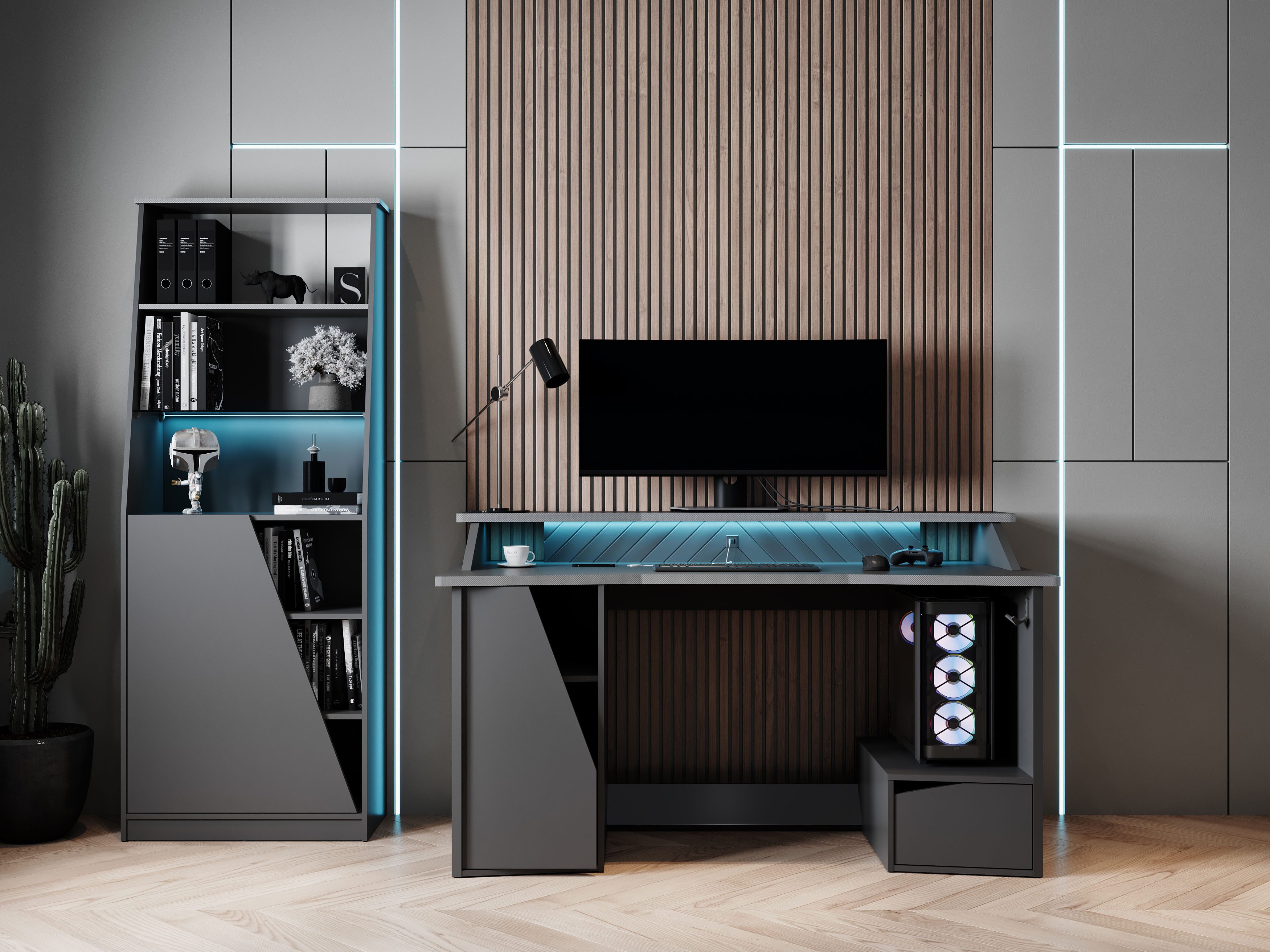 Demeyere GROUP Bureau Venom Gaming bureau mat zwart met 1 headsethouder