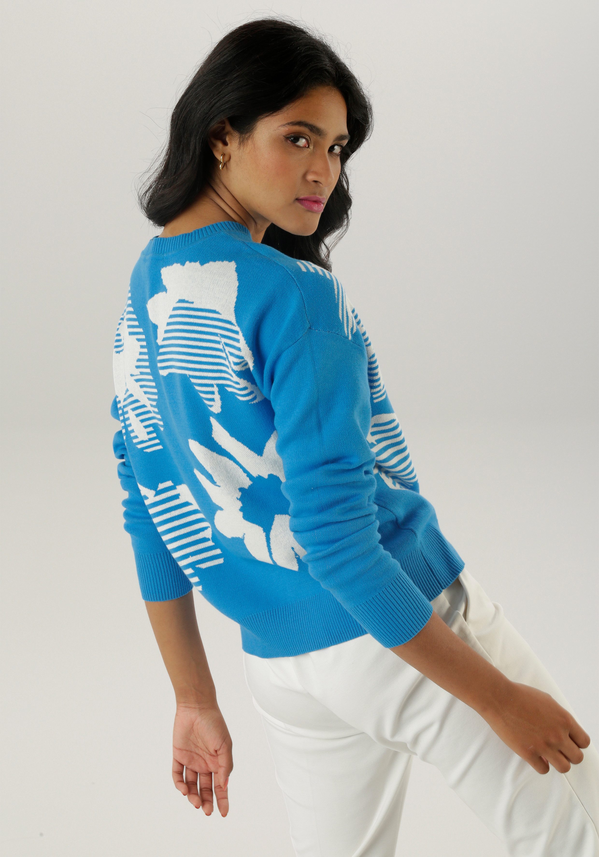 Aniston SELECTED Gebreide trui met trendy en grote jacquardpatronen nieuwe kollectie