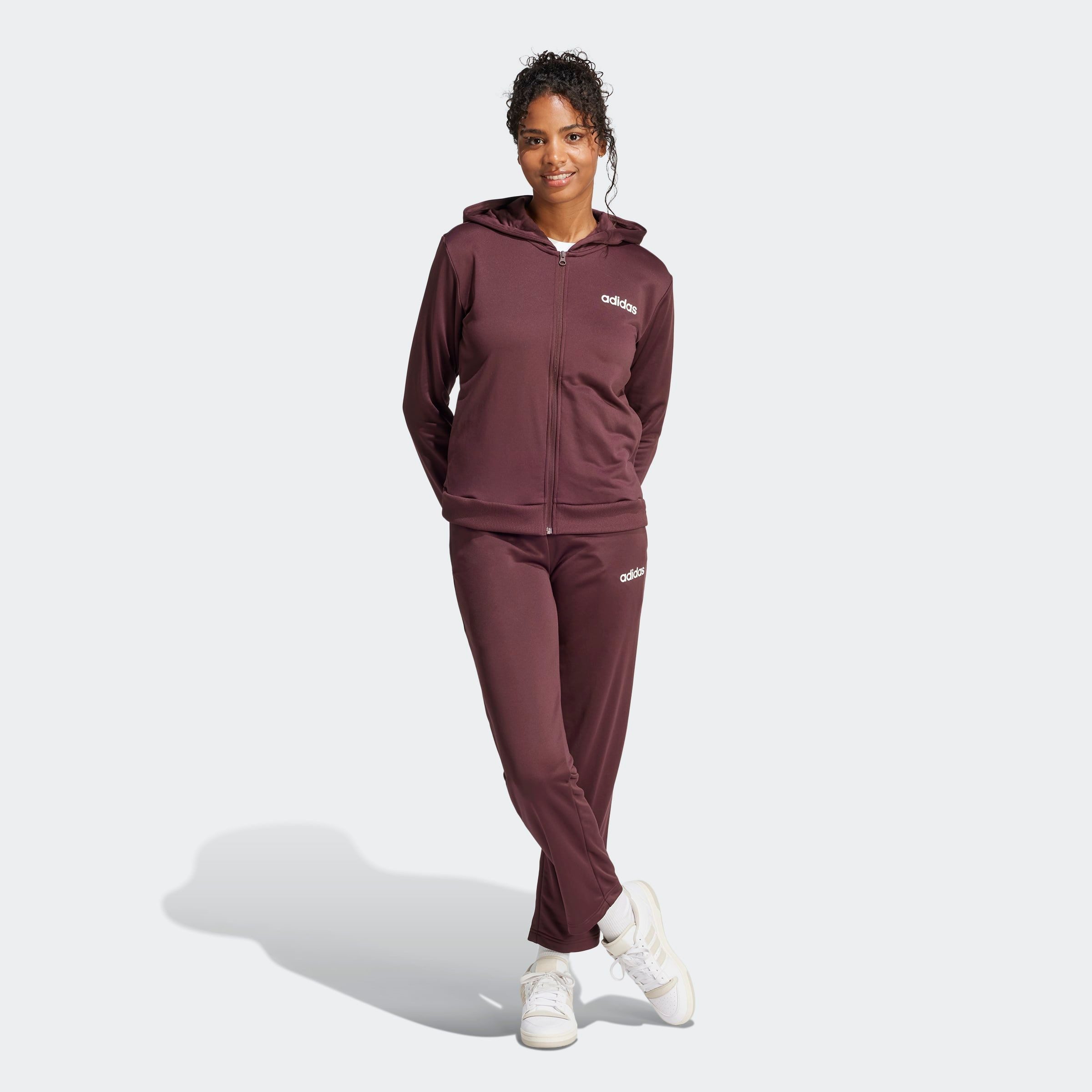 adidas Sportswear Trainingspak W LINEAR TS Trainingsjack met capuchon, trainingspak (2-delig) dames fitness maat S rood