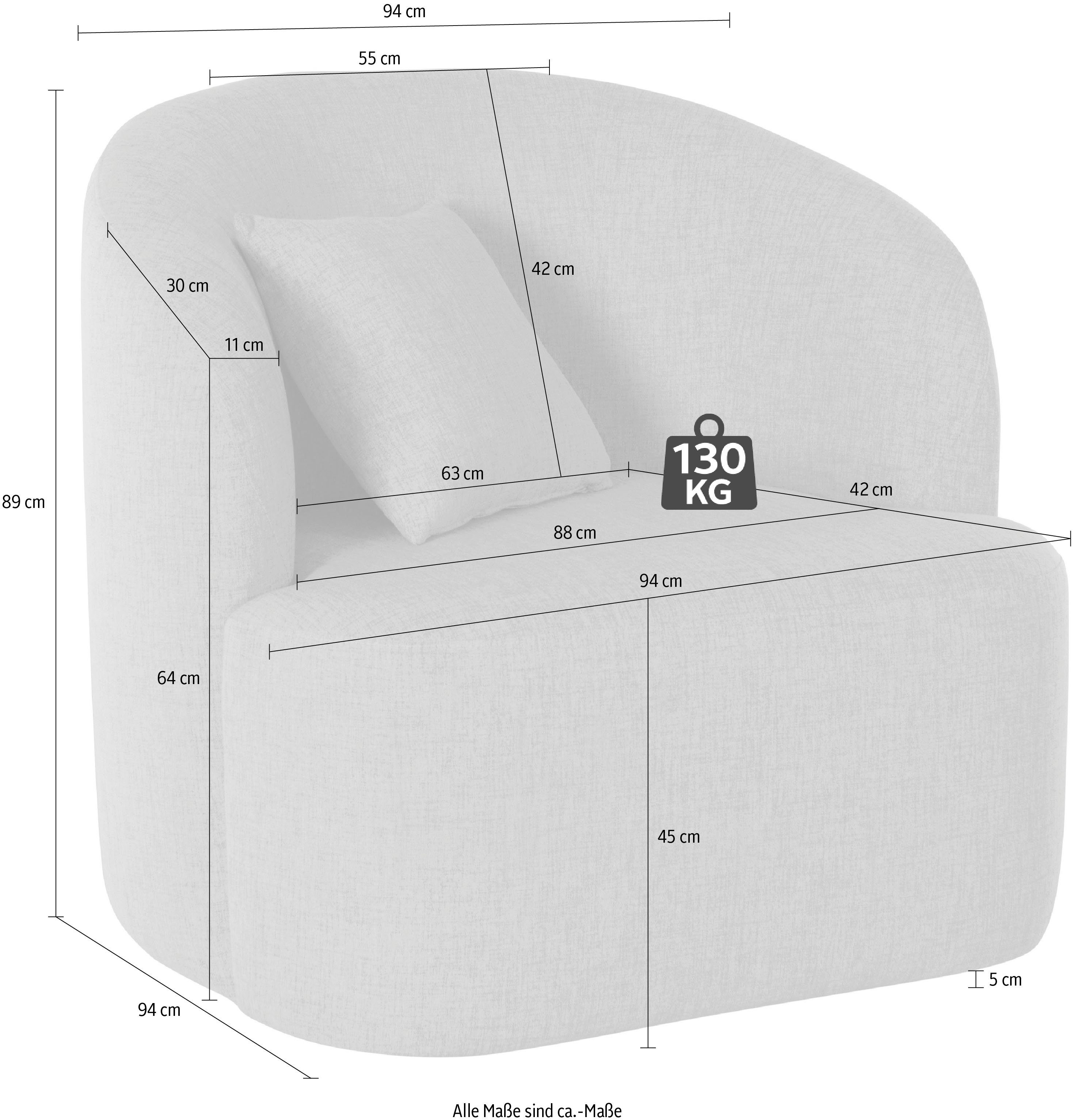 LeGer Home by Lena Gercke Draaibare fauteuil Dilara Stoel afgeronde rugleuning en front, in 3 stofkwaliteiten