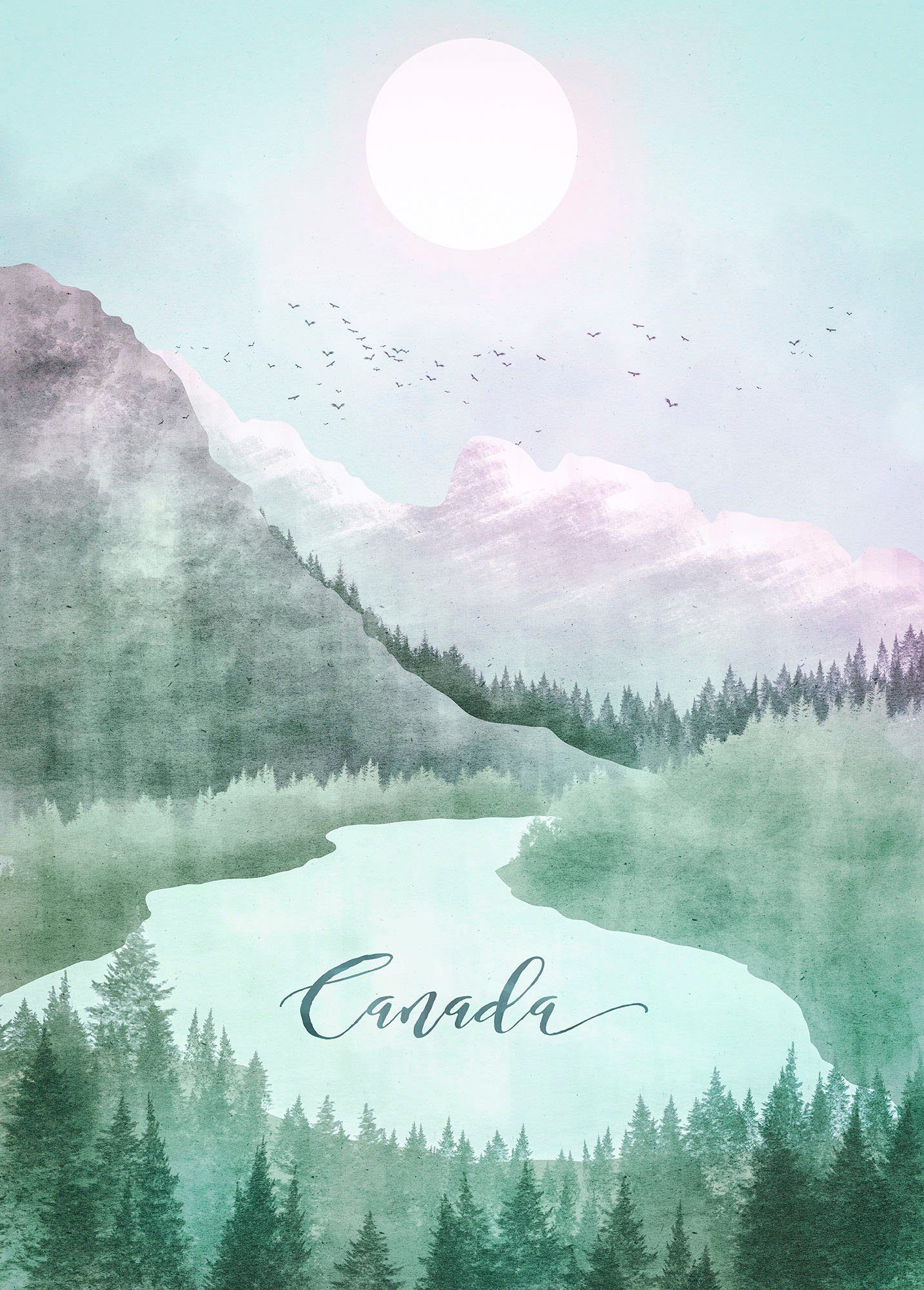 Komar Wanddecoratie Vintage Travel Canada Wanddecoratie - zonder lijst (1 stuk) foto schilderijen maat 50 cm x 70 cm