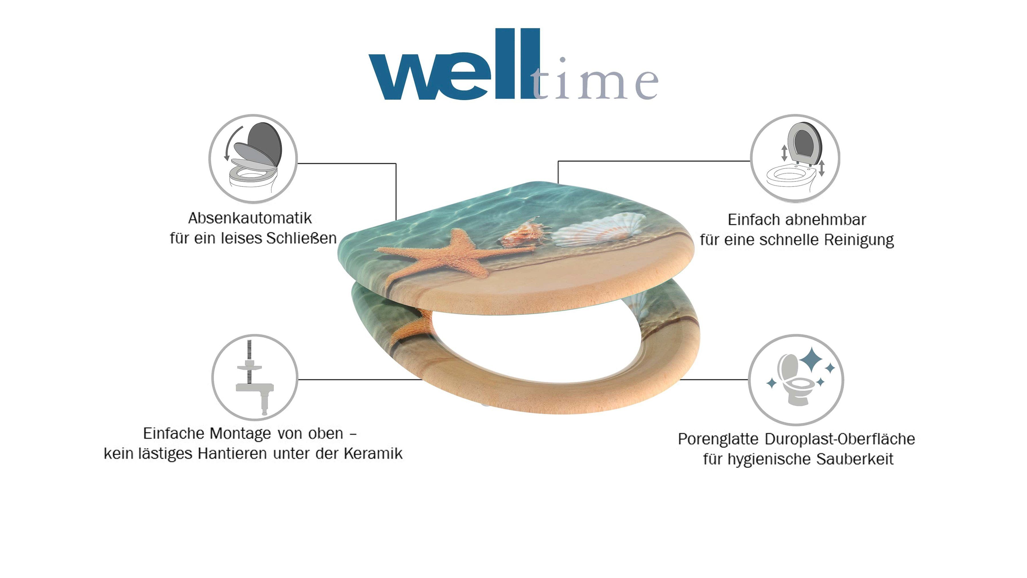 welltime Toiletzitting Zeester afneembaar, softclosemechanisme, breukbestendig, duroplast, snelsluiting